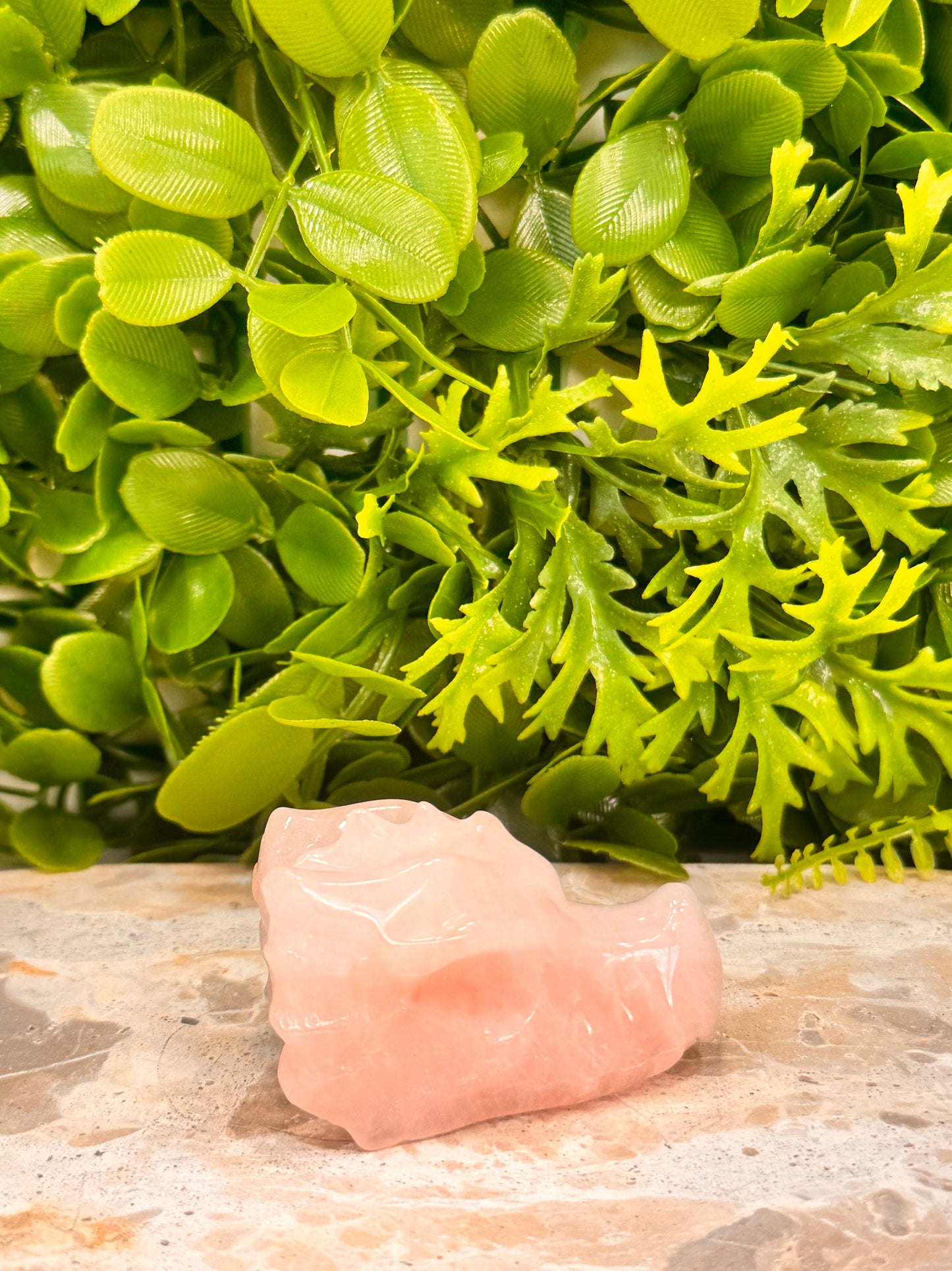 Rose Quartz Dragon Skull 102g