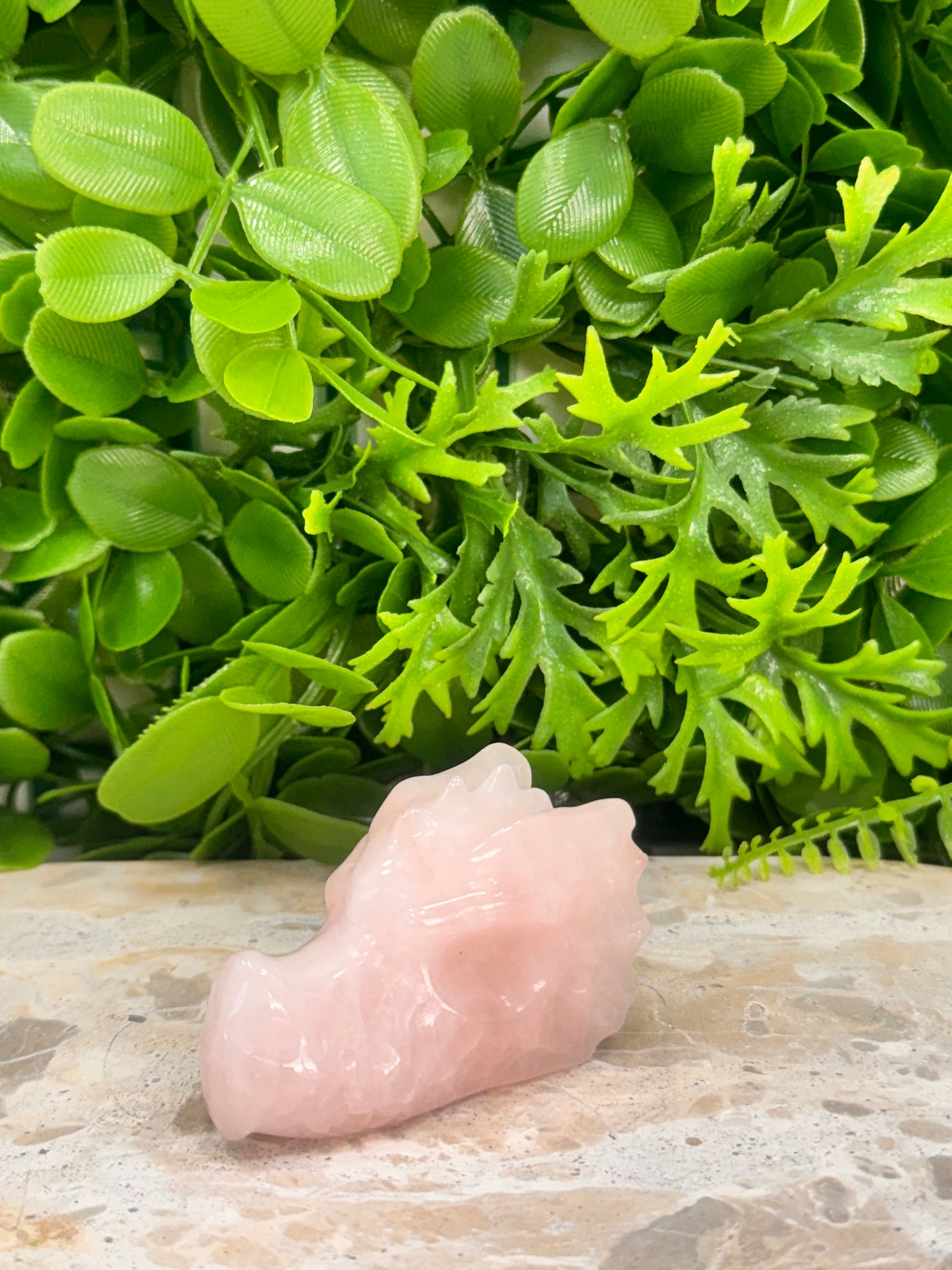 Rose Quartz Dragon Skull 102g