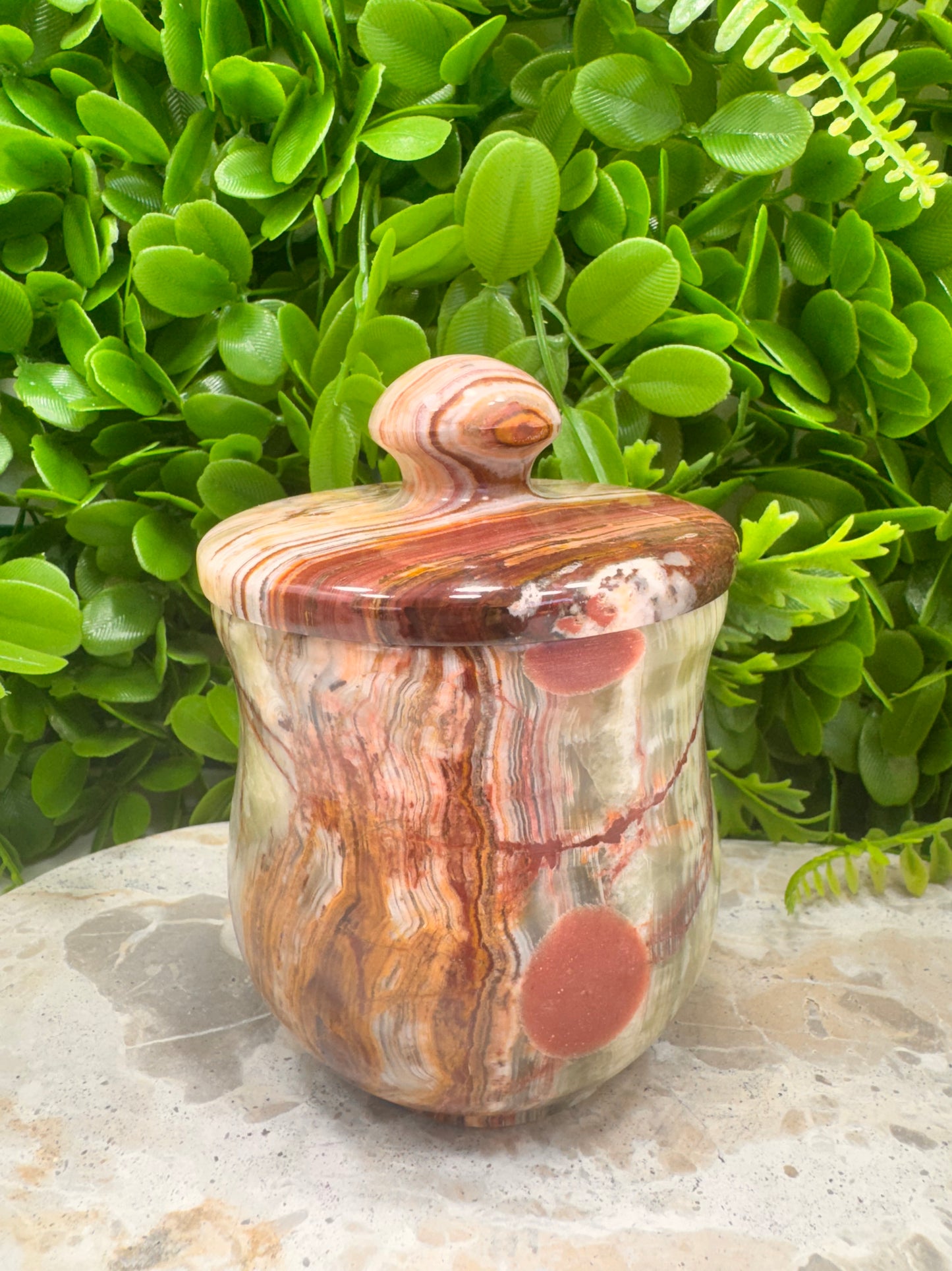 Green Banded Onyx Jar with lid 718g