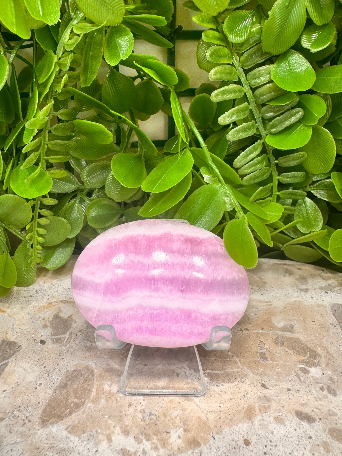 Pink Aragonite Palm Stone 94g