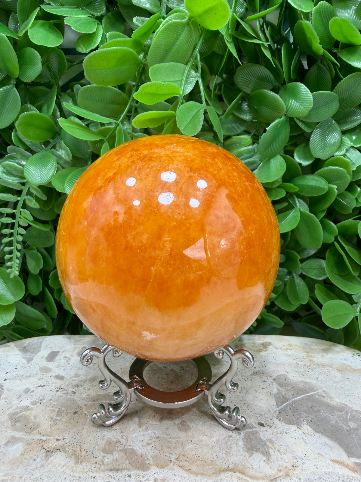 Crystallised Orange Calcite Sphere | Energy • Joy • Creativity