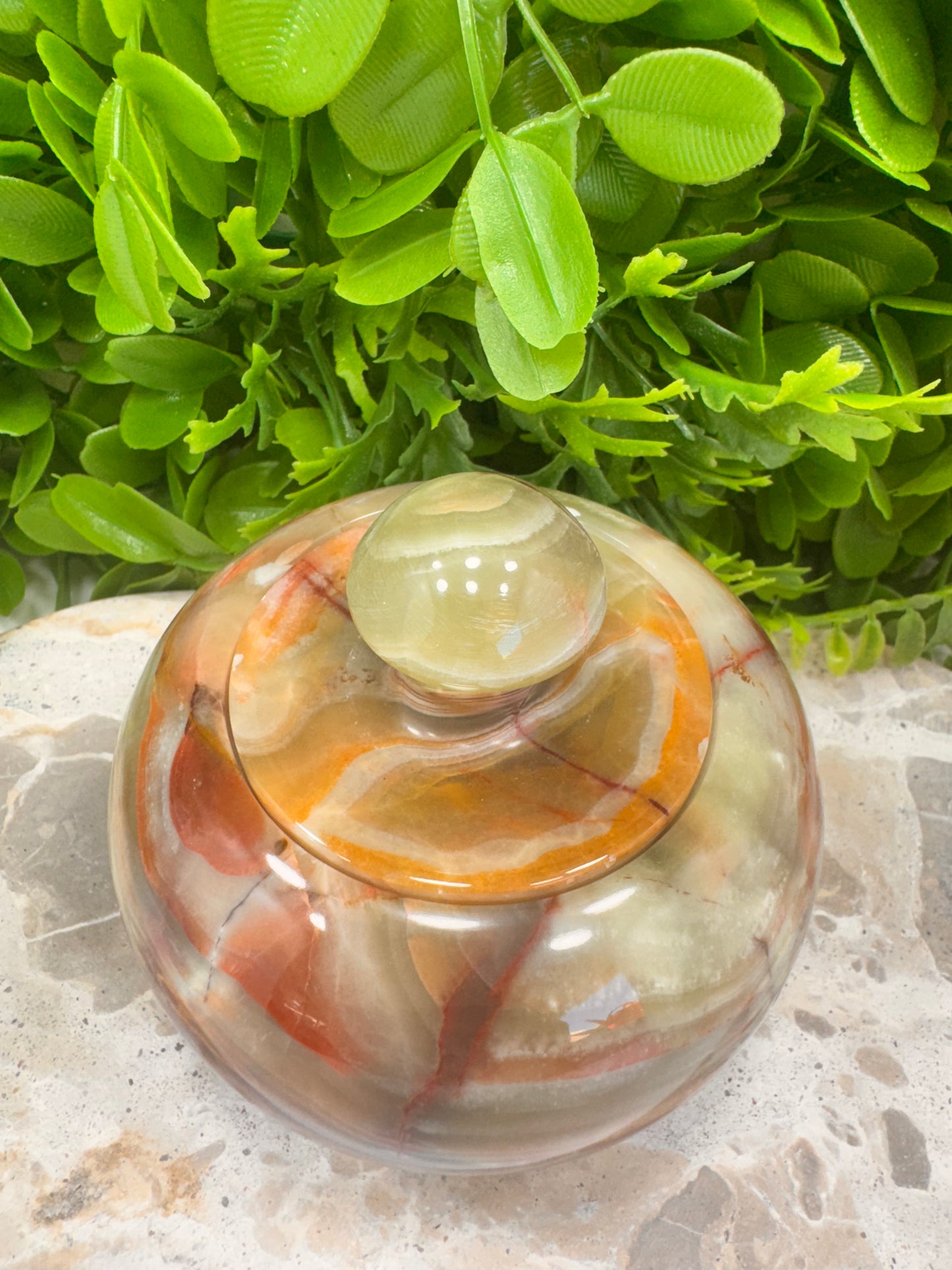 Green Onyx Apple Bowl with lid 614g