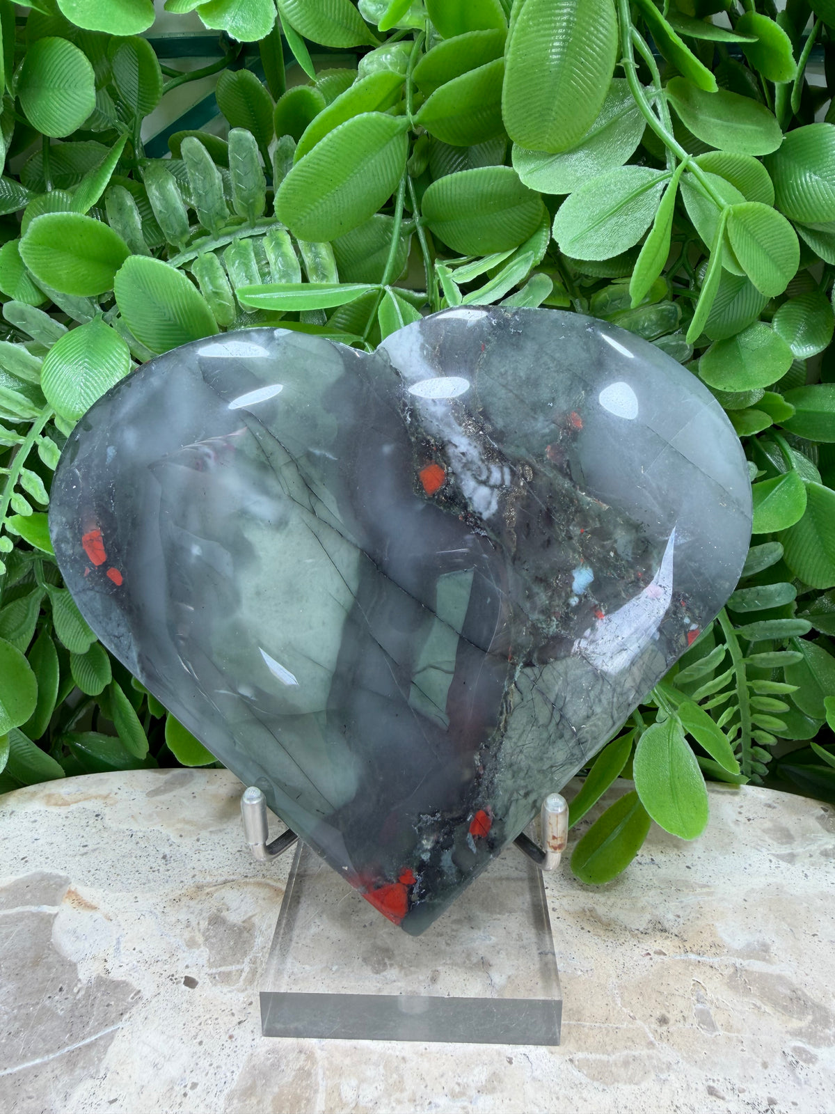 African Bloodstone Heart | Strength • Courage • Vitality