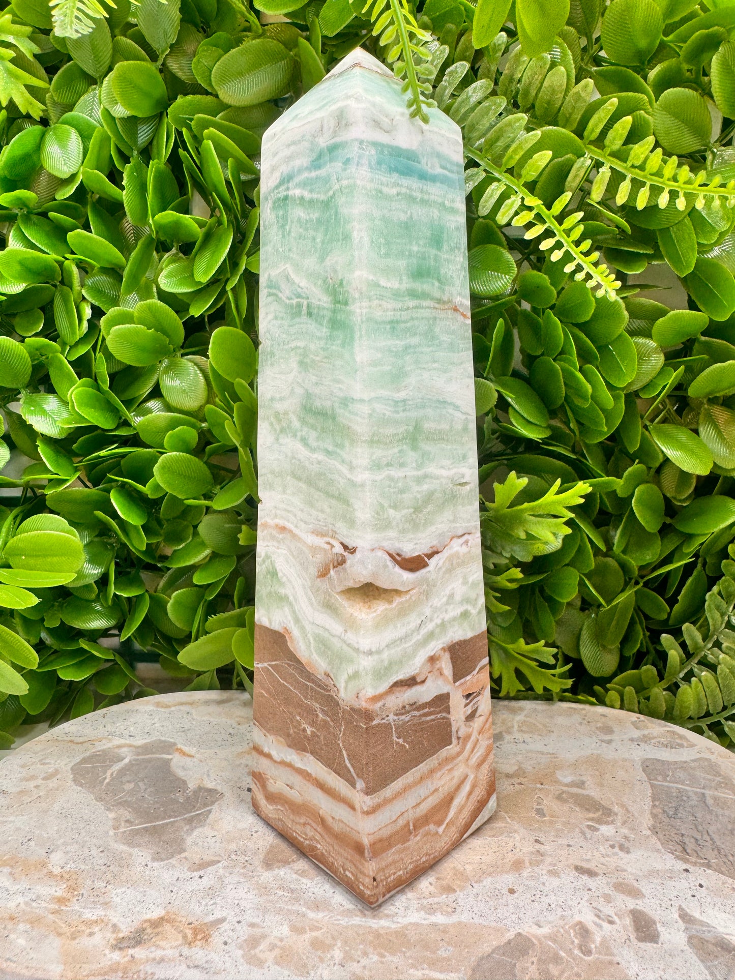 Blue Caribbean Calcite Tower 1204g