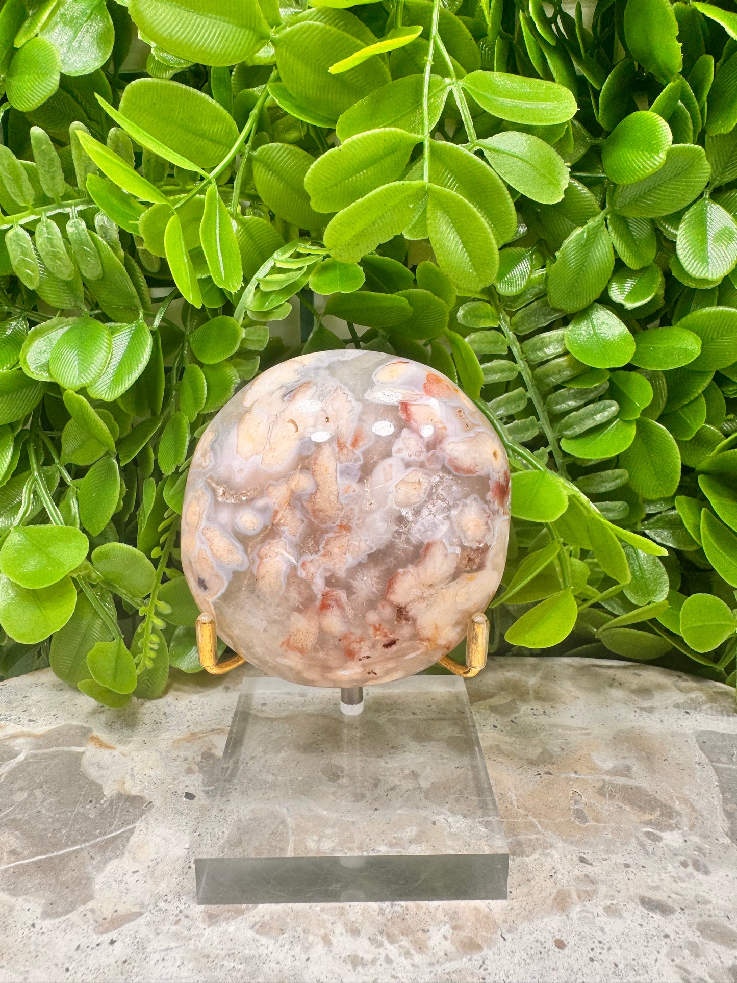 Flower Agate Palm Stone 222g