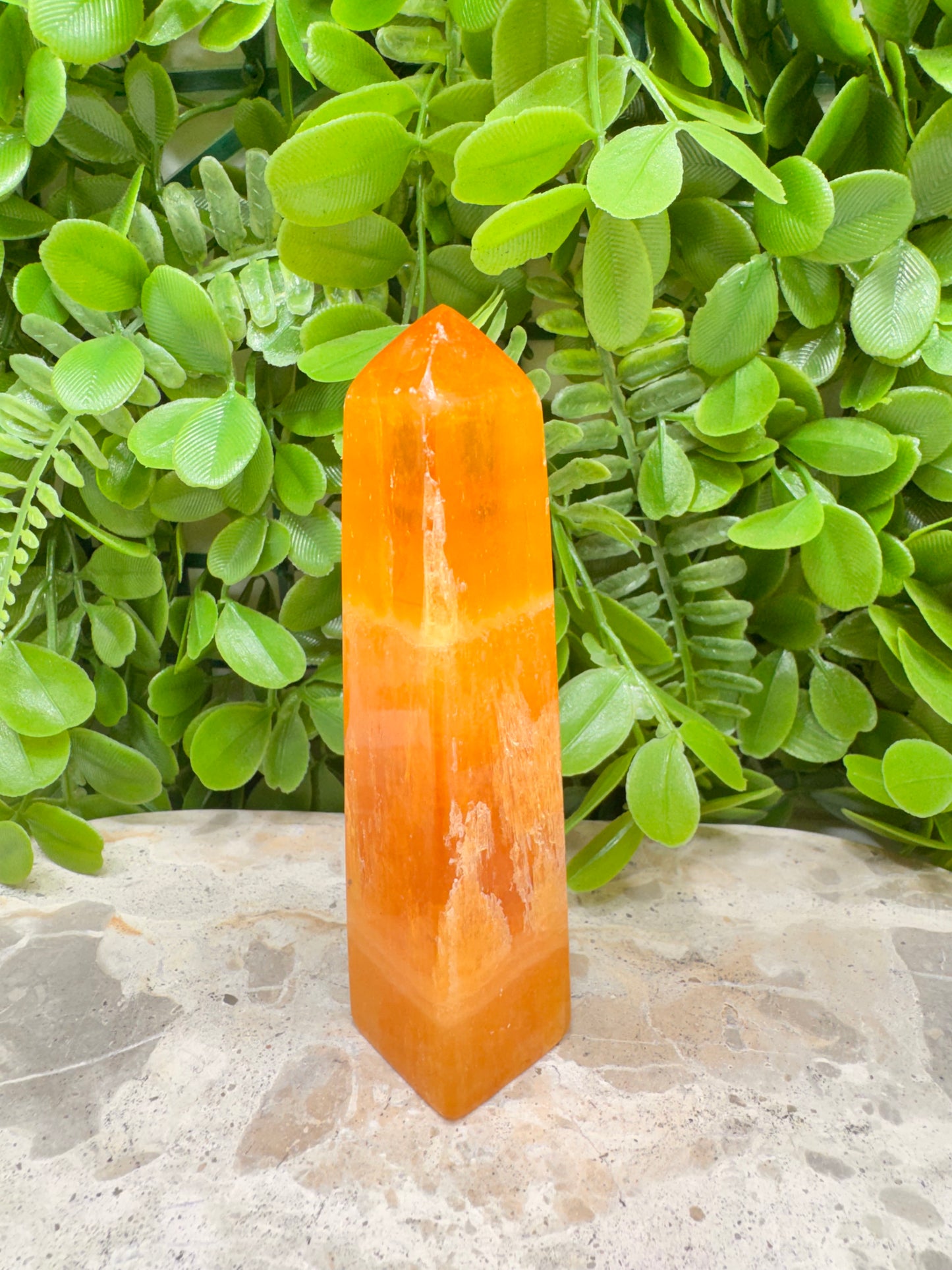 Crystalised Orange Calcite Tower 198g