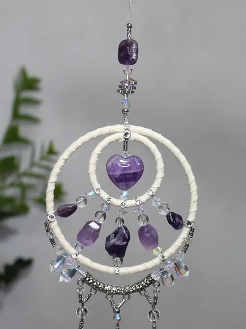 Amethyst & Quartz / Heart Mandala Hanger app 45cm