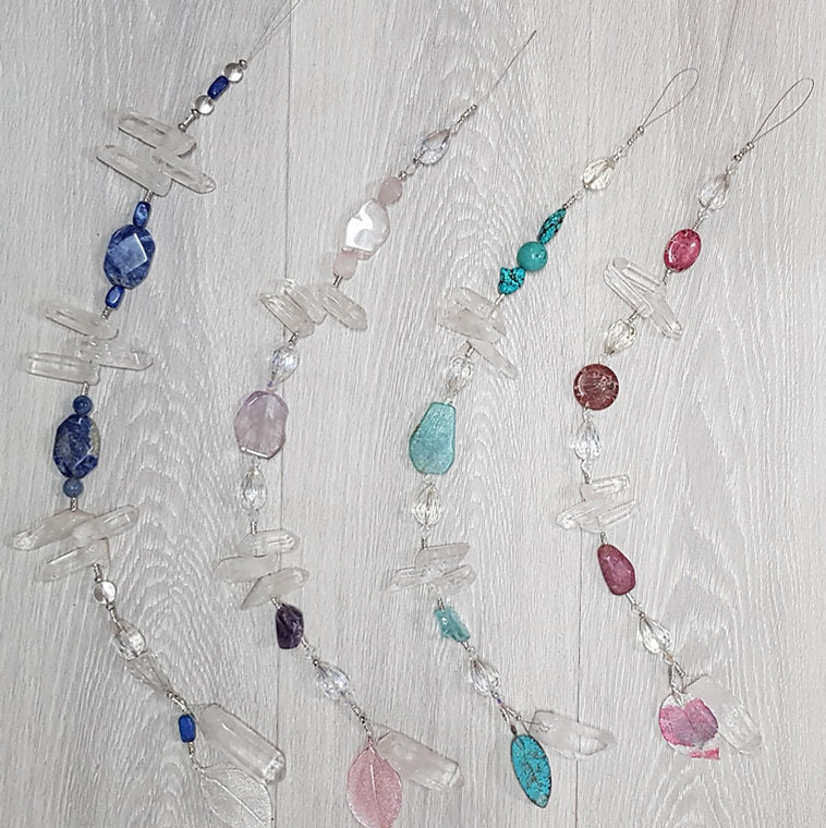 Turquoise, Howlite & Amazonite Chunky Crystal Hanger Long 95cm
