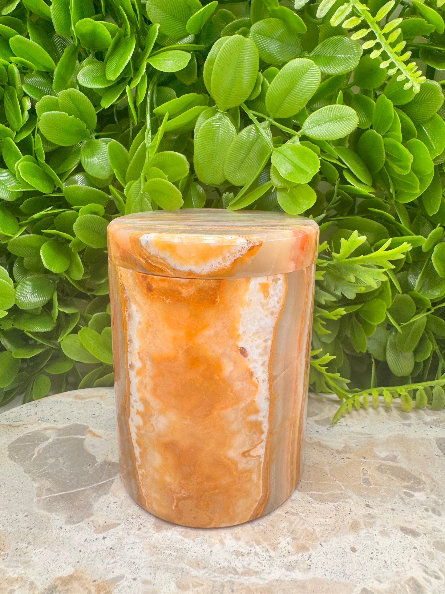 Green Banded Onyx Jar with lid 2 pce 608g