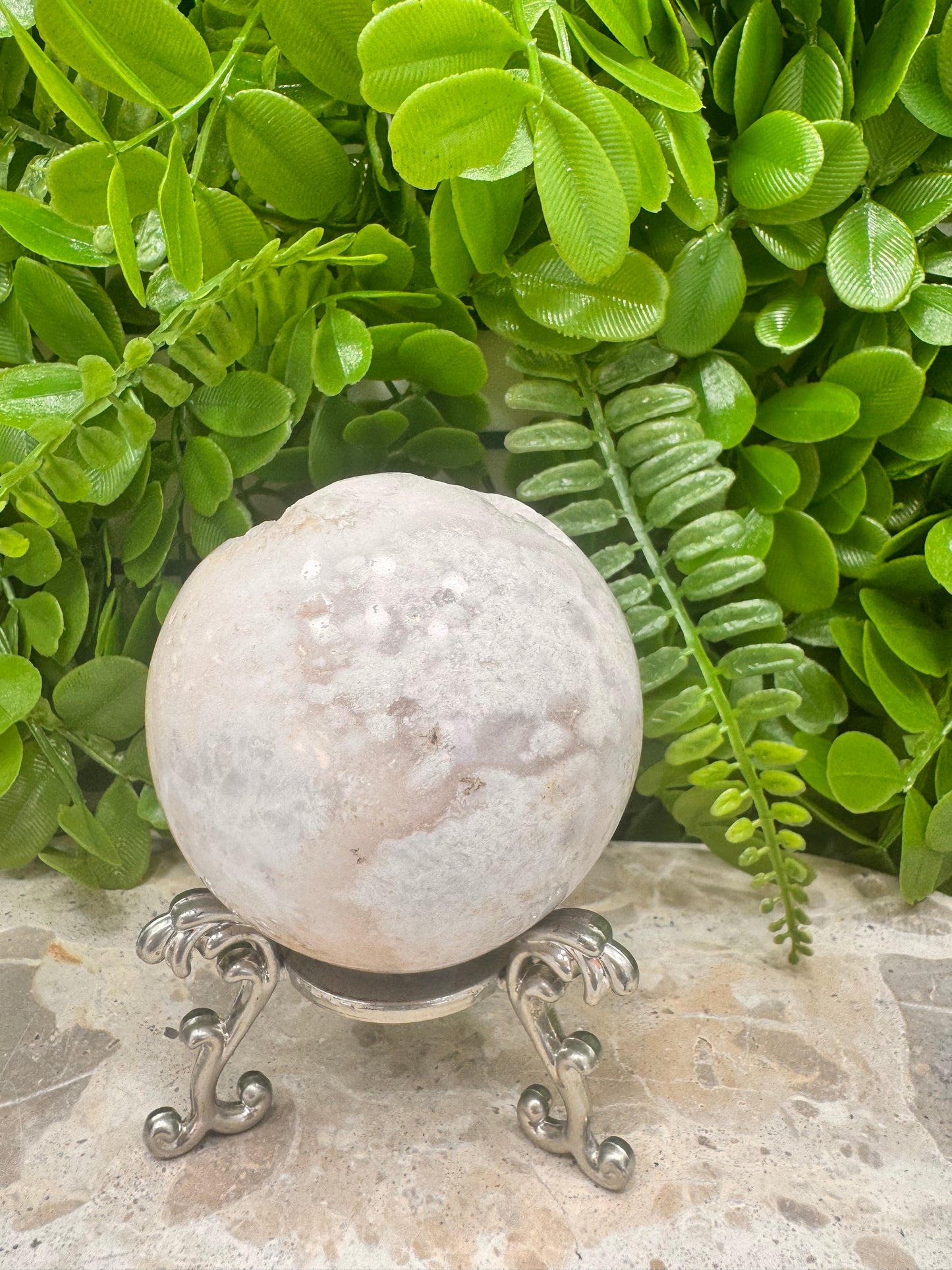 Pink Druzy Agate Sphere 422g