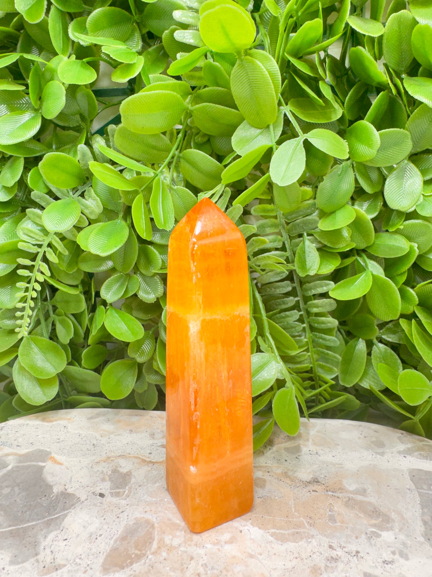 Crystalised Orange Calcite Point 178g