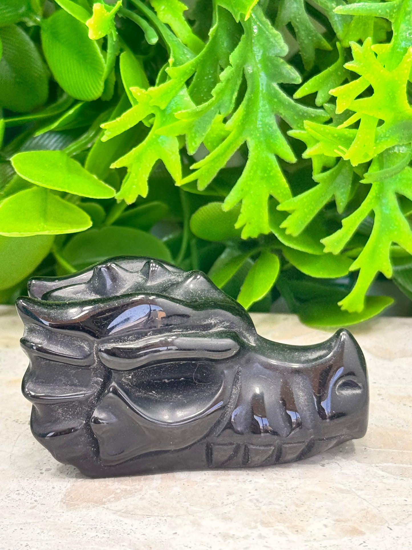 Black Obsidian Dragon Skull 80g