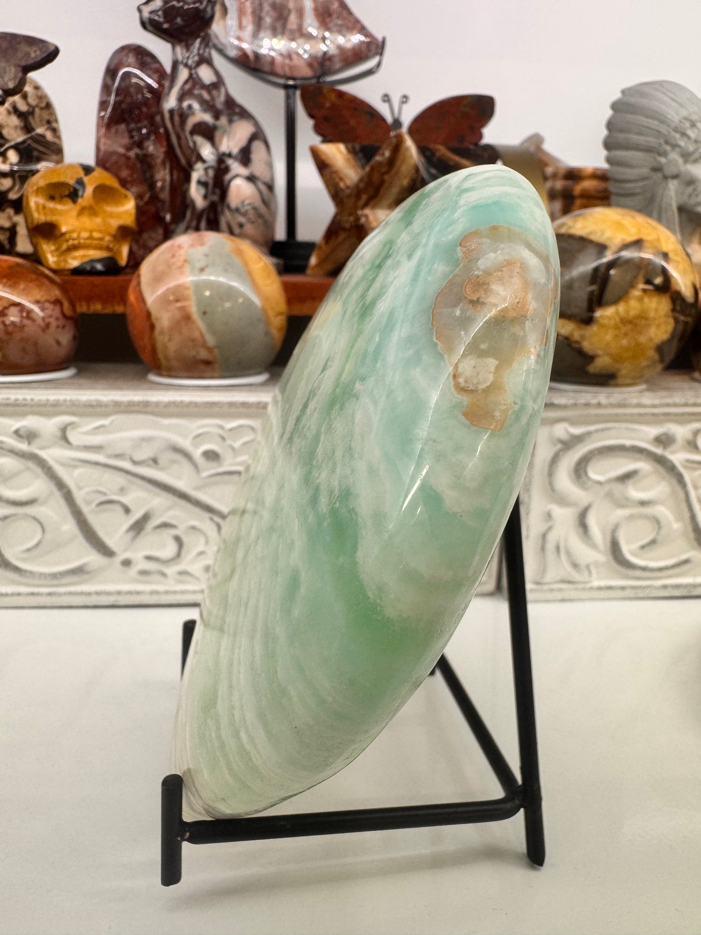 Blue Caribbean Calcite Heart 1364g