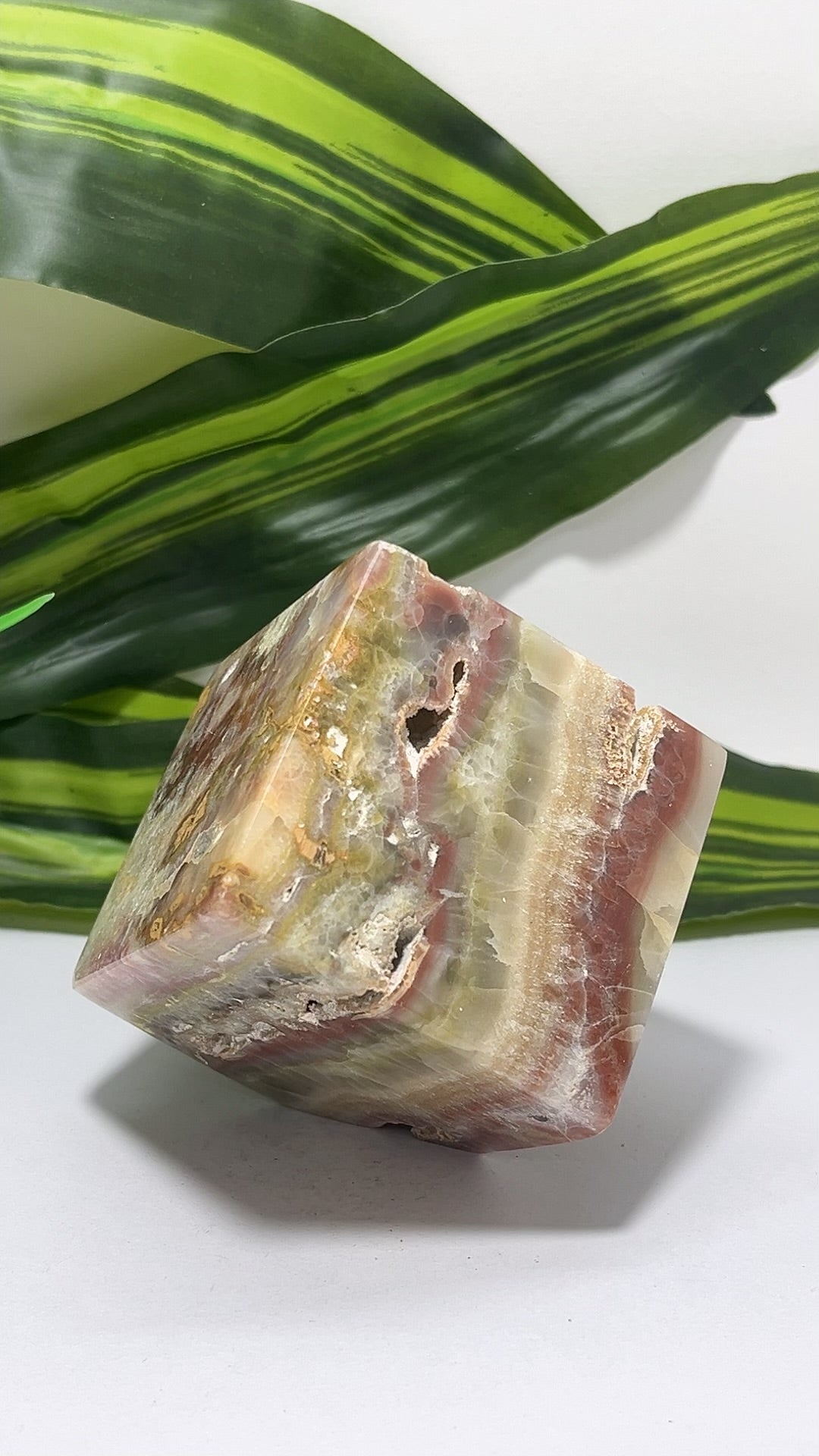 Pink Pistachio Calcite Cube 488g