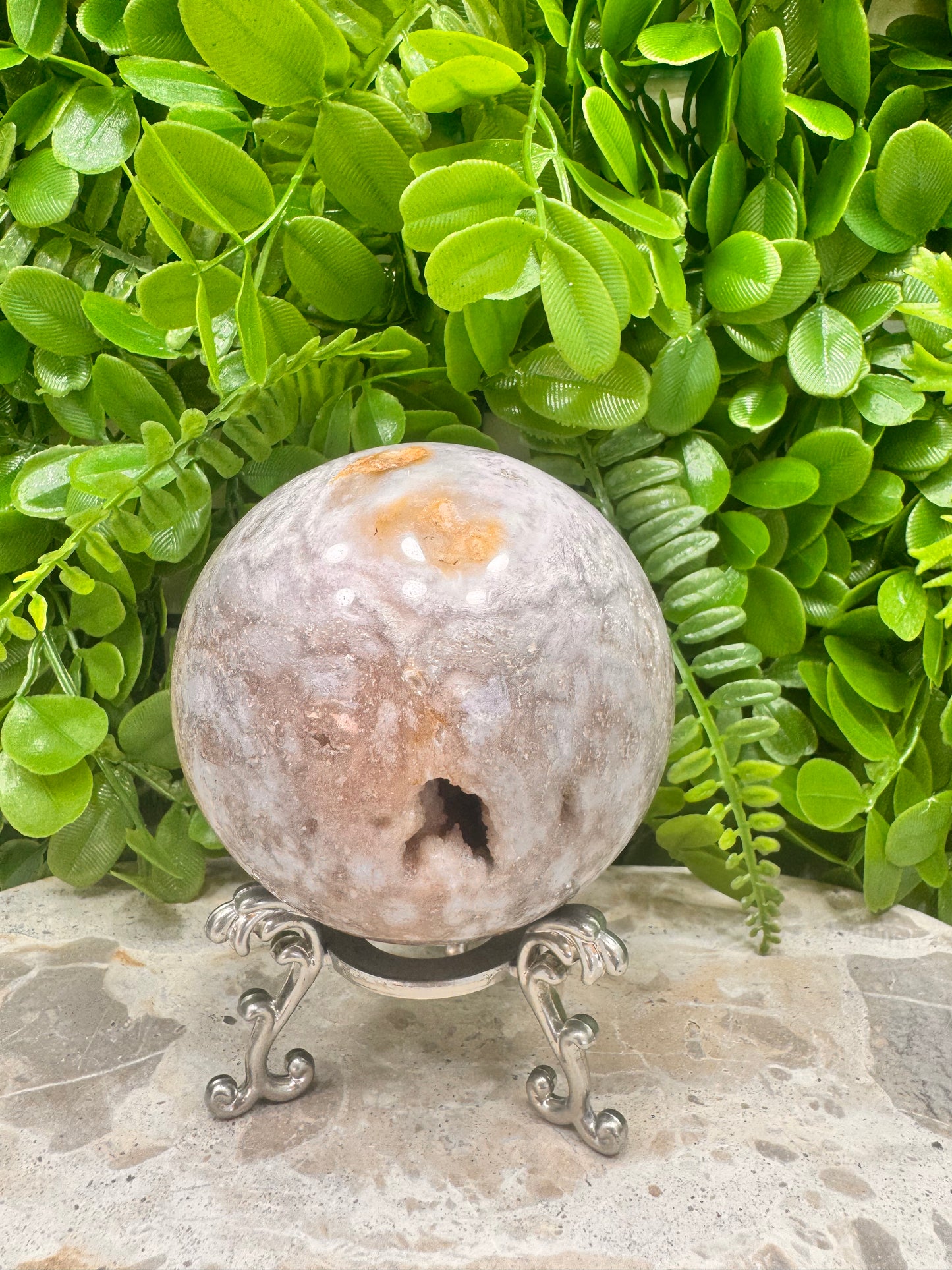 Pink Druzy Agate Sphere 738g