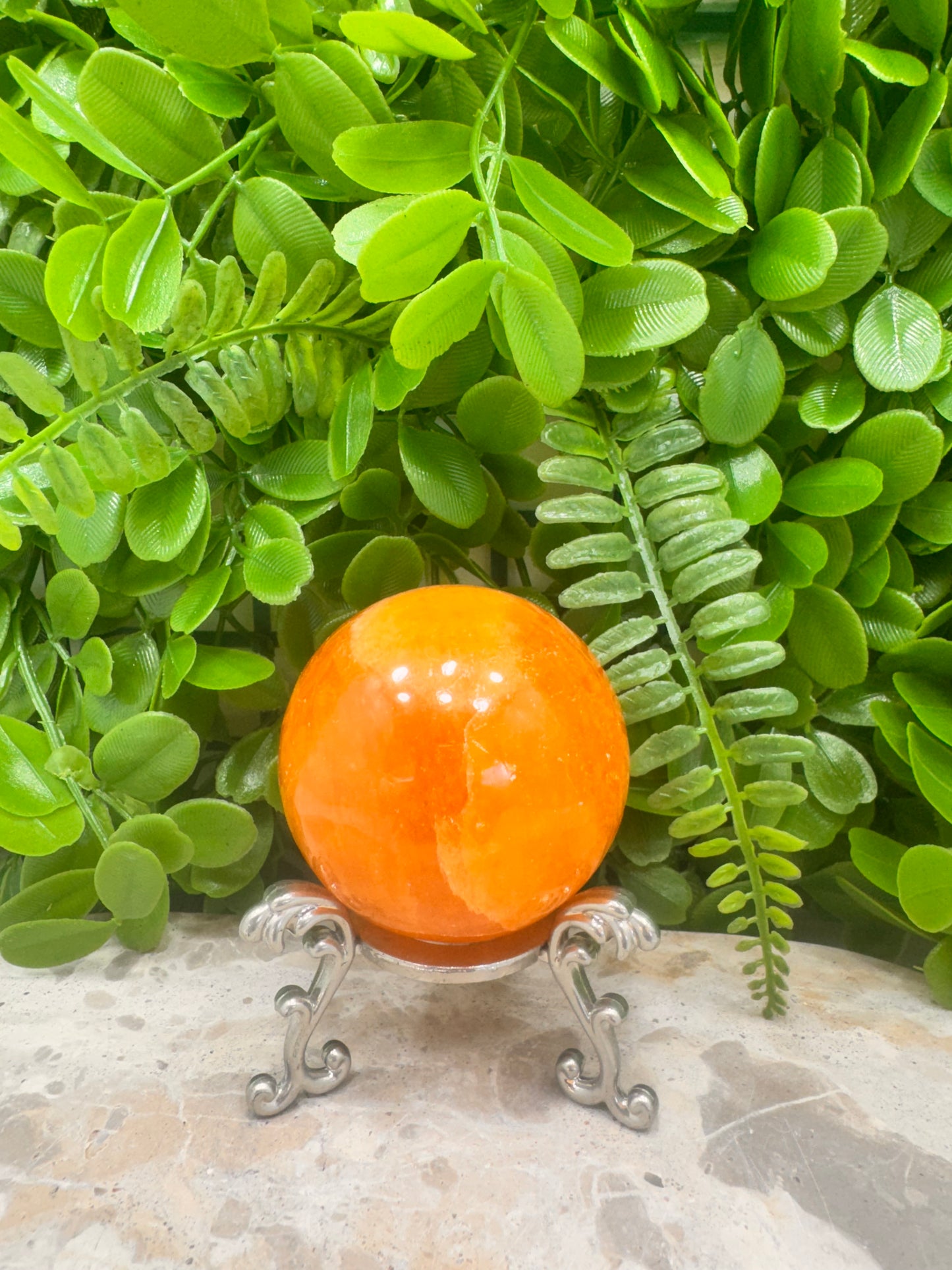 Crystalized Orange Calcite Sphere 330g
