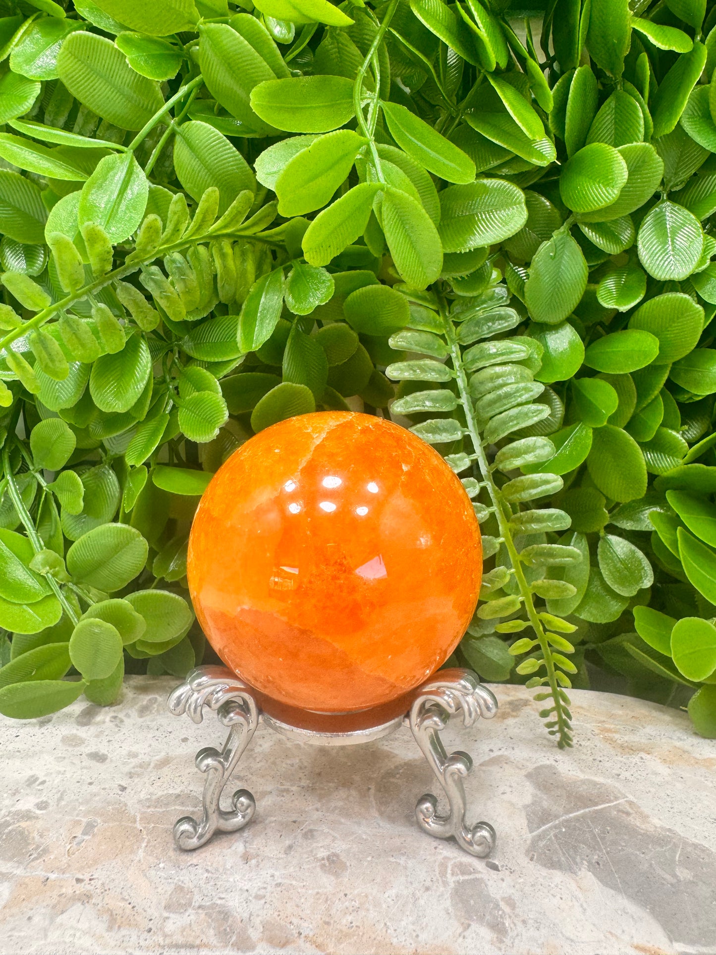Crystalized Orange Calcite Sphere 398g