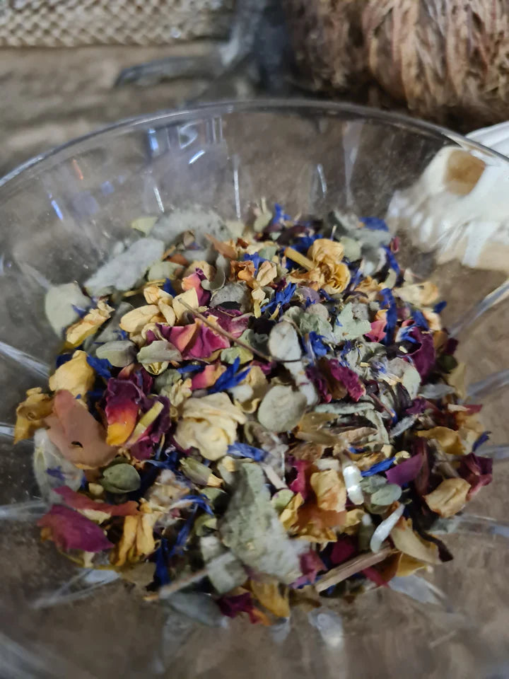 Divine Feminine Incense Blend in a glass jar