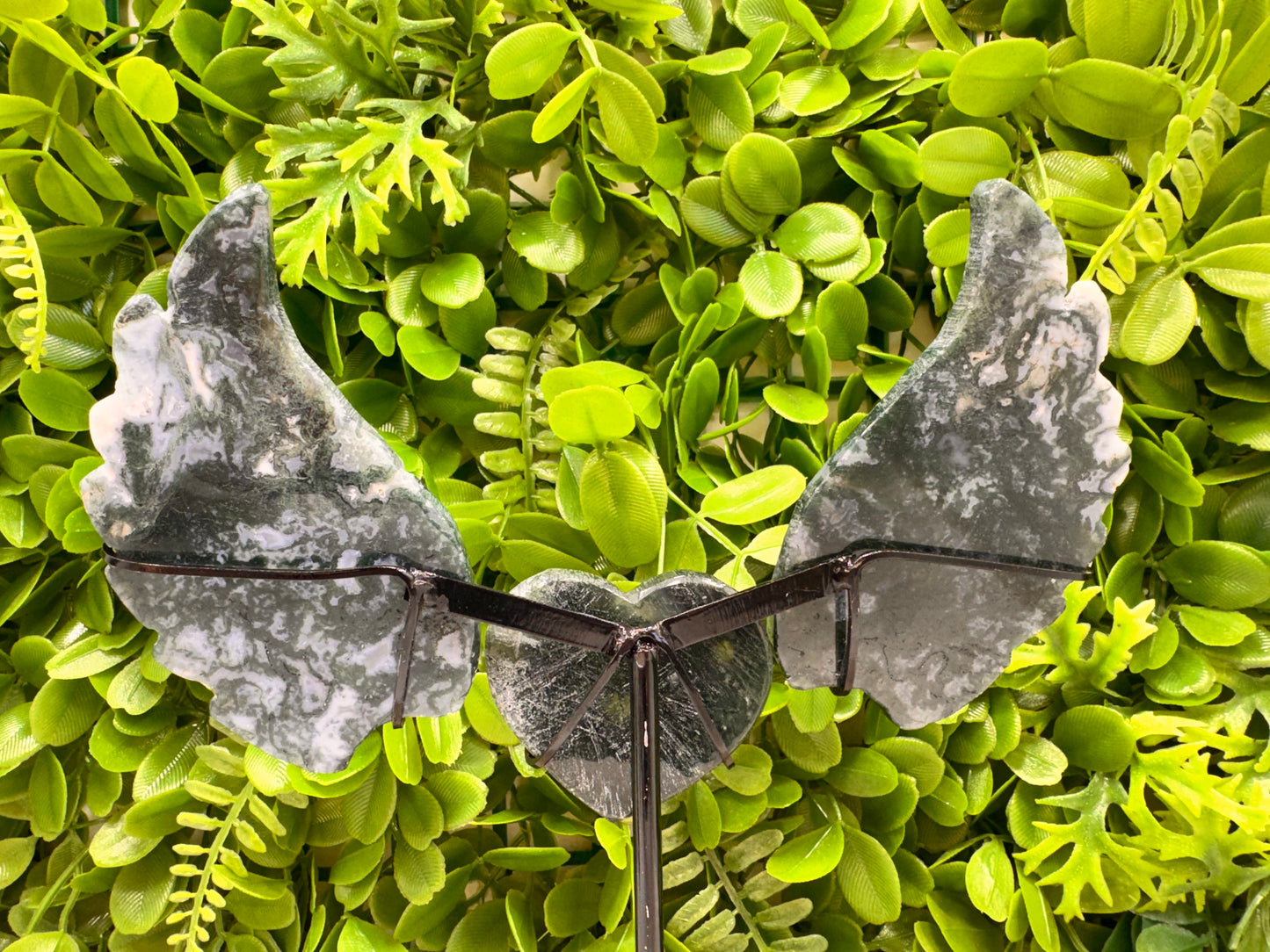Moss Agate Heart Wings 448g