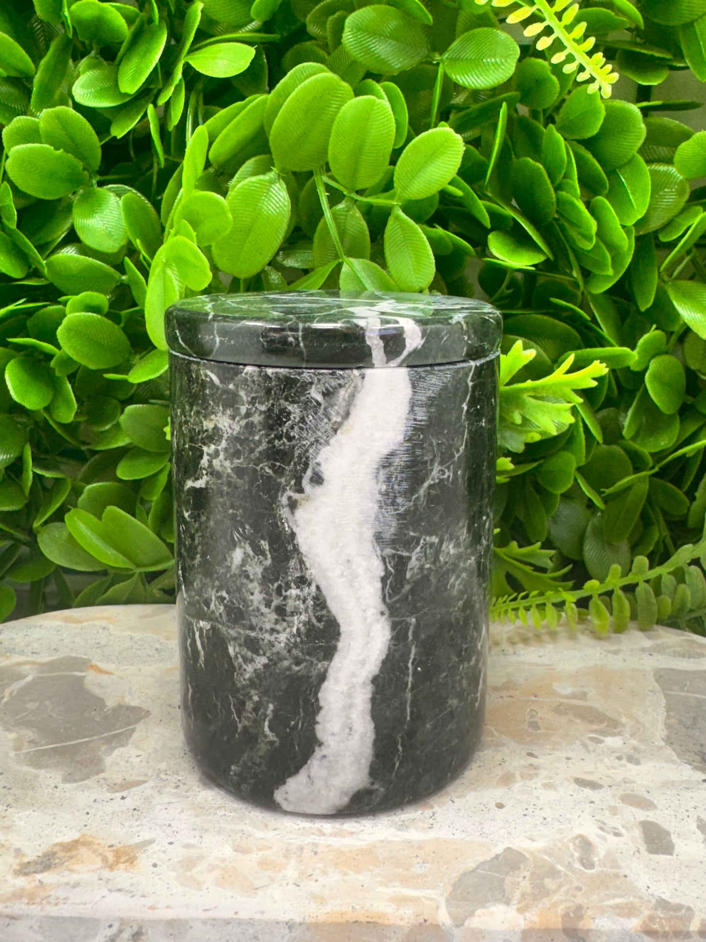 Black Zebra Jasper Jar with lid 2 pce 598g