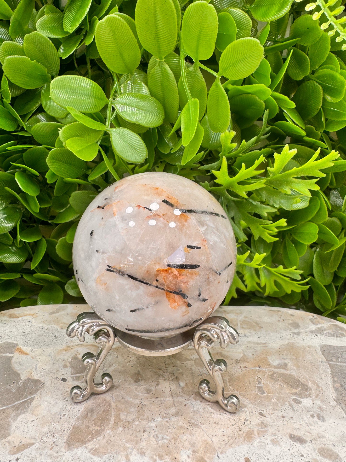 Tourmaline in Quartz Sphere 426g