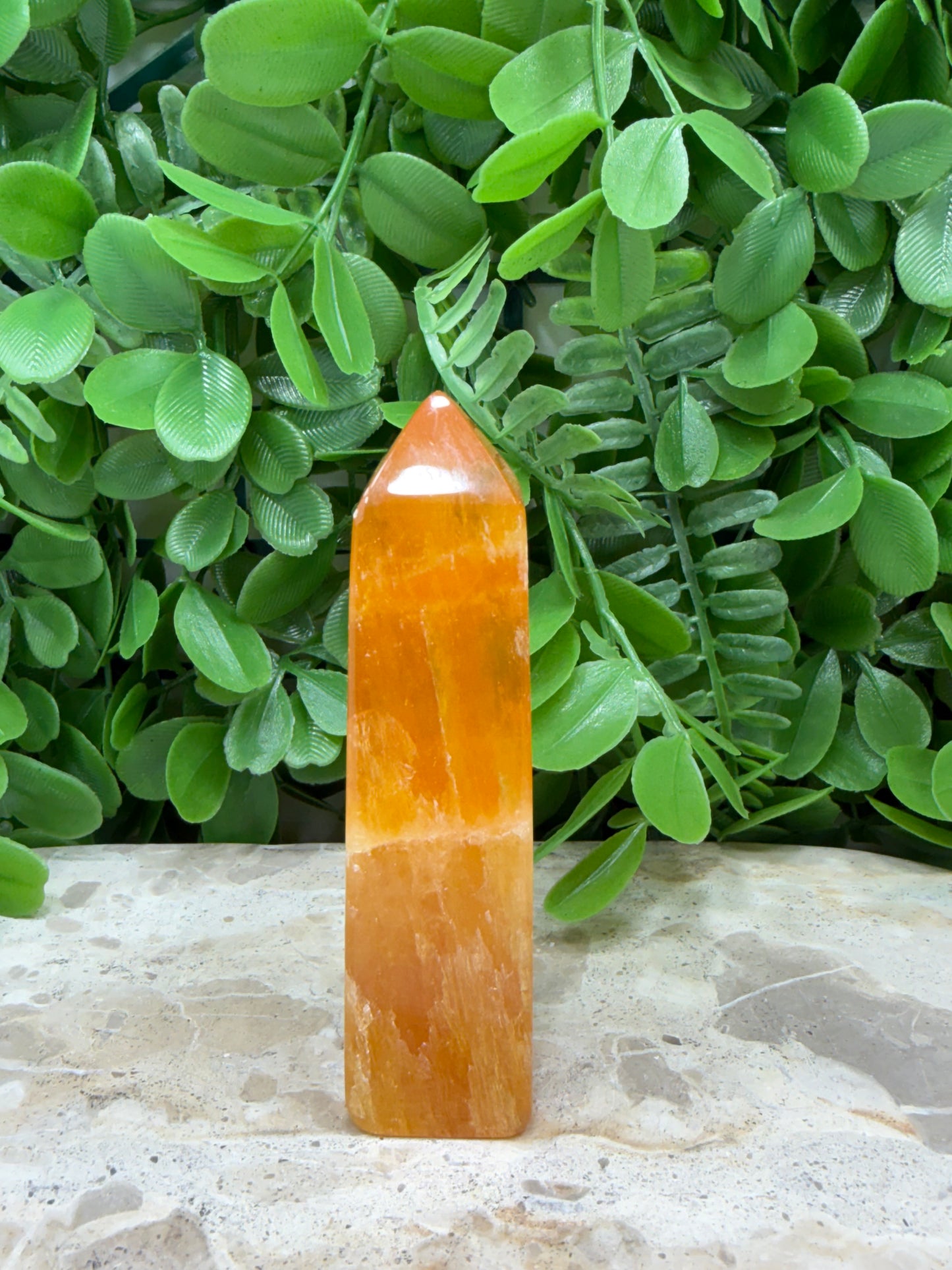 Orange Crystalised Calcite Point 164g