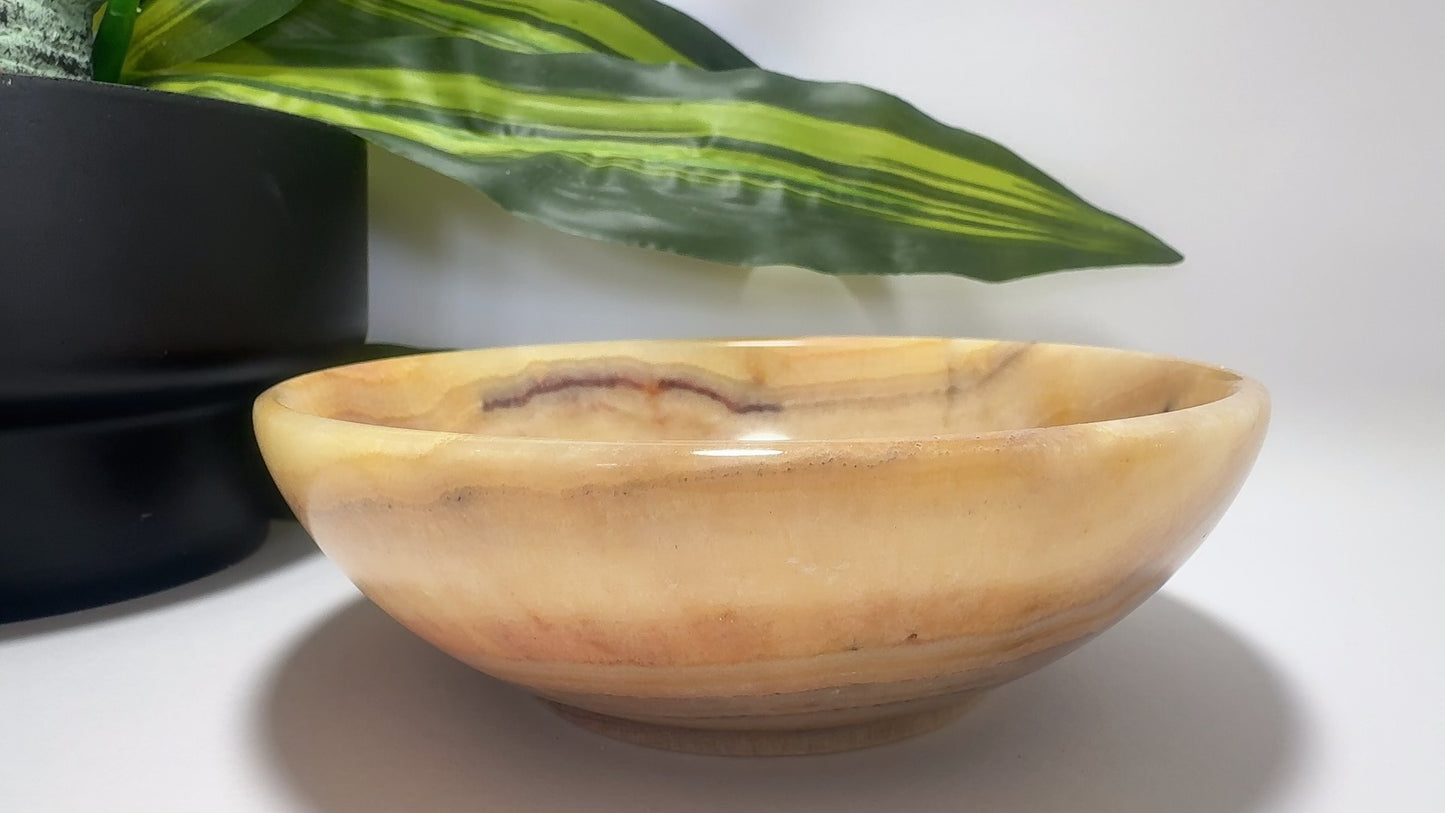 Peach Banded Calcite Bowl 464g
