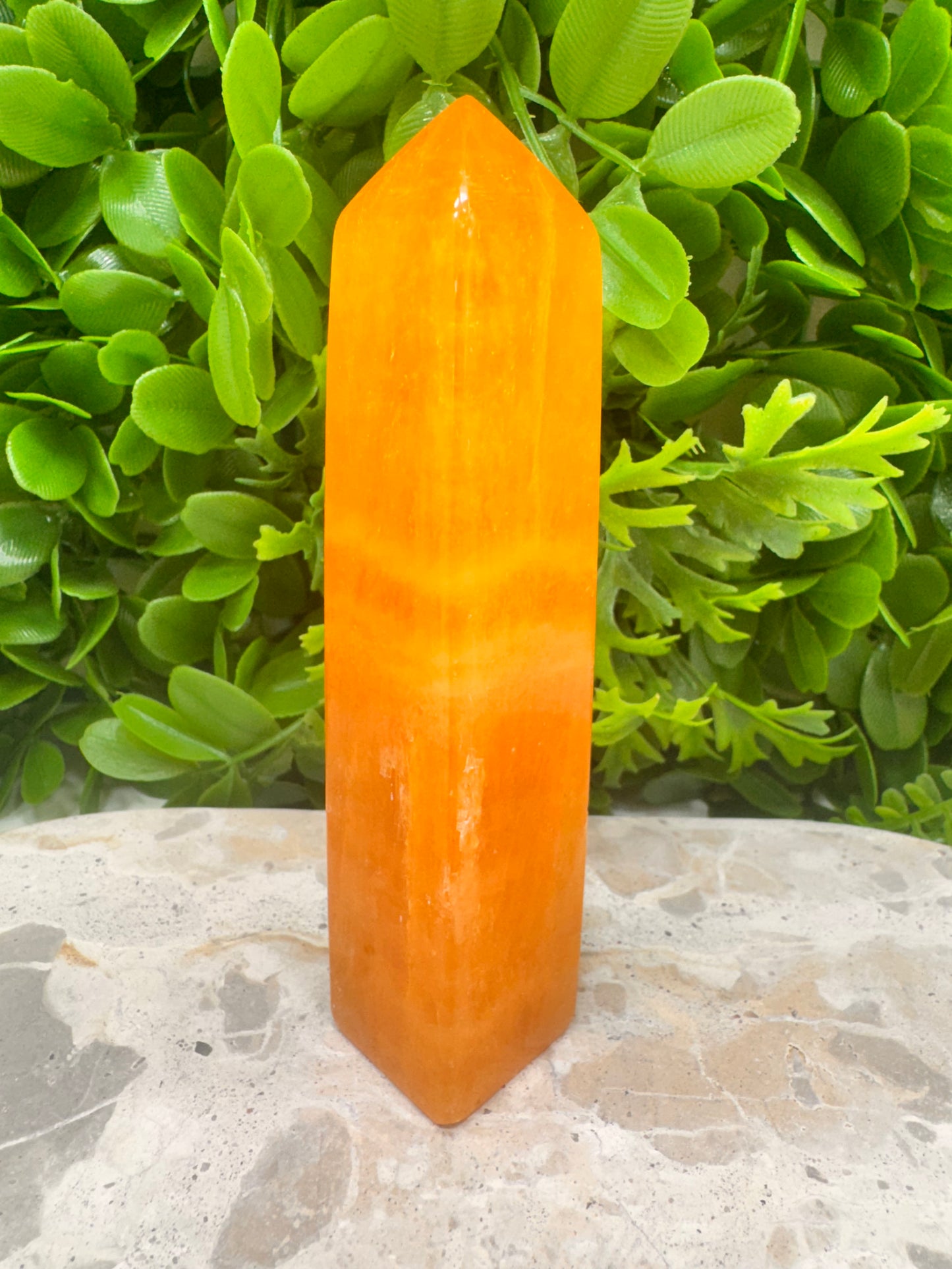 Crystalised Orange Calcite Tower 238g