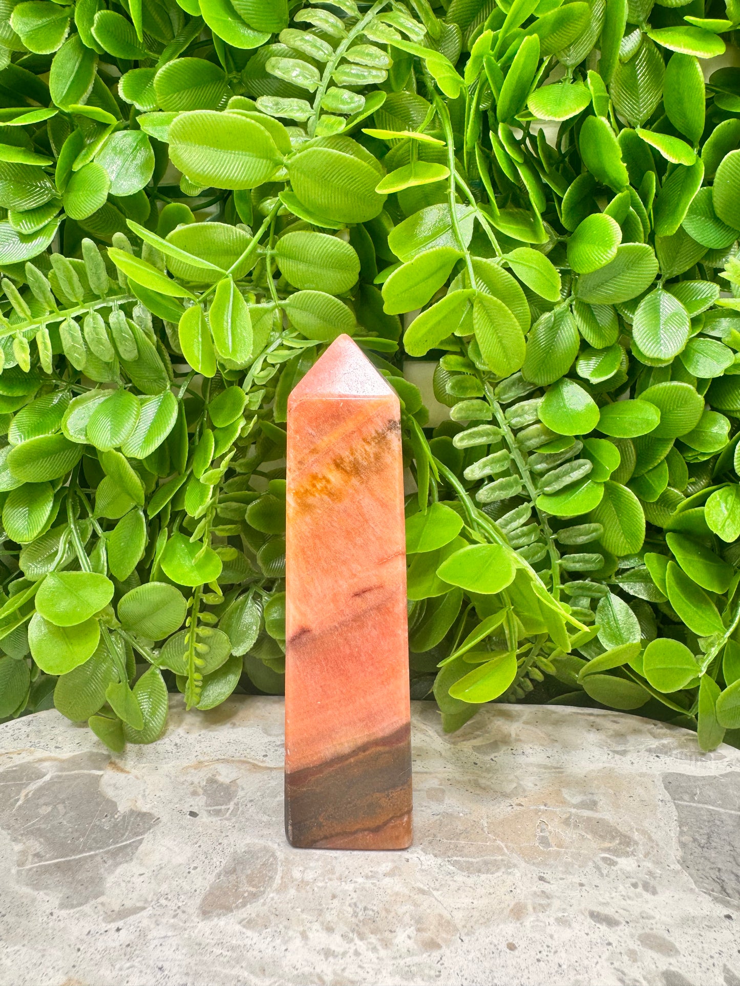 Peach Banded Calcite Tower 264g
