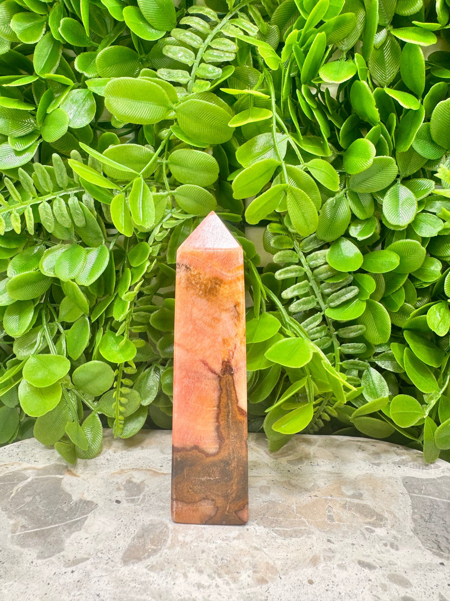 Peach Banded Calcite Tower 264g