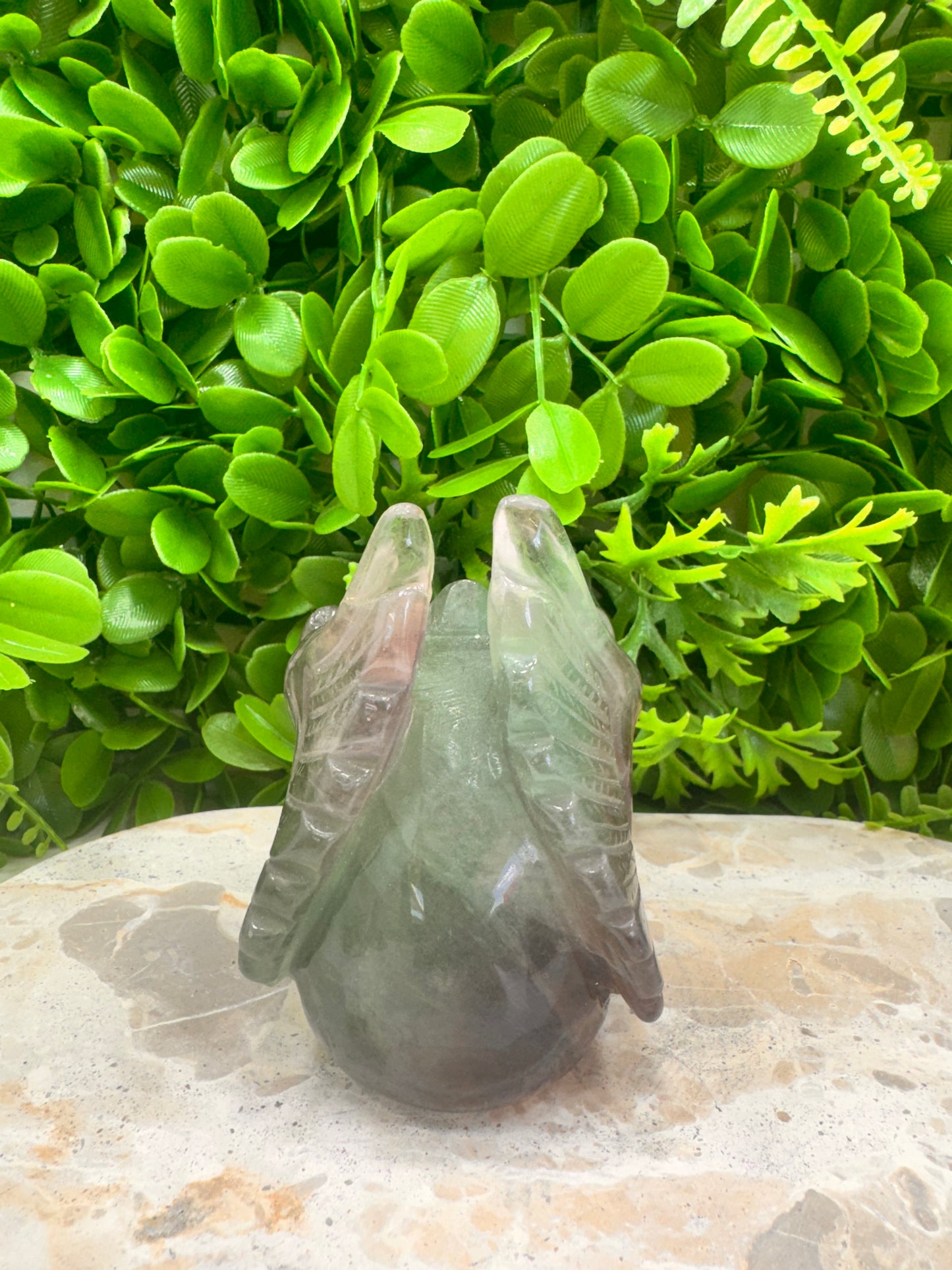 Rainbow Fluorite Winged Skull 836g