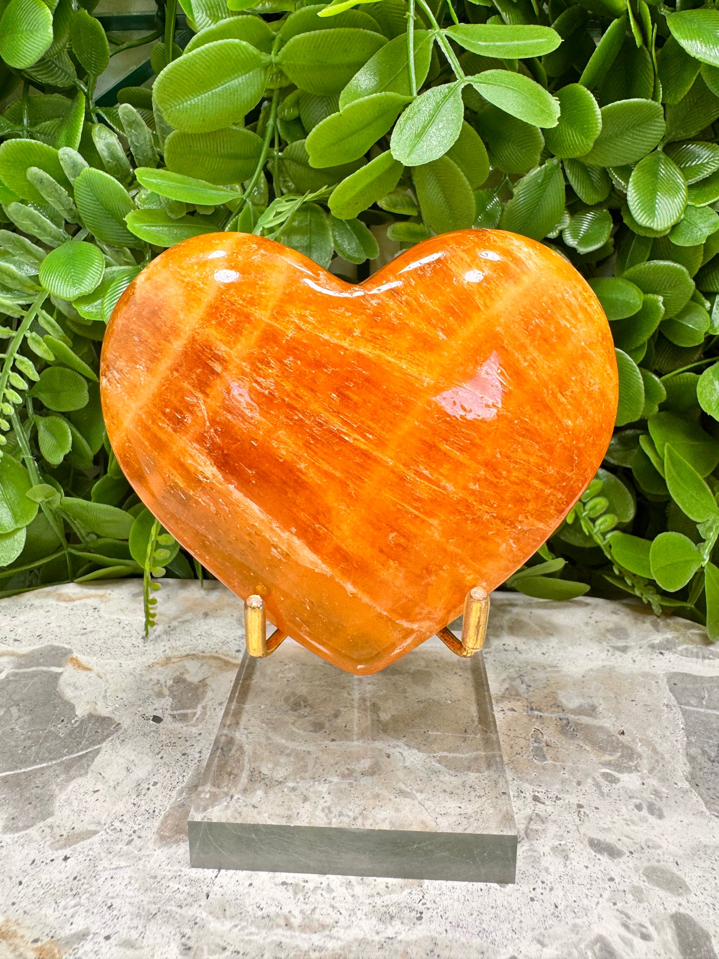 Crystallised Orange Calcite Heart 412g