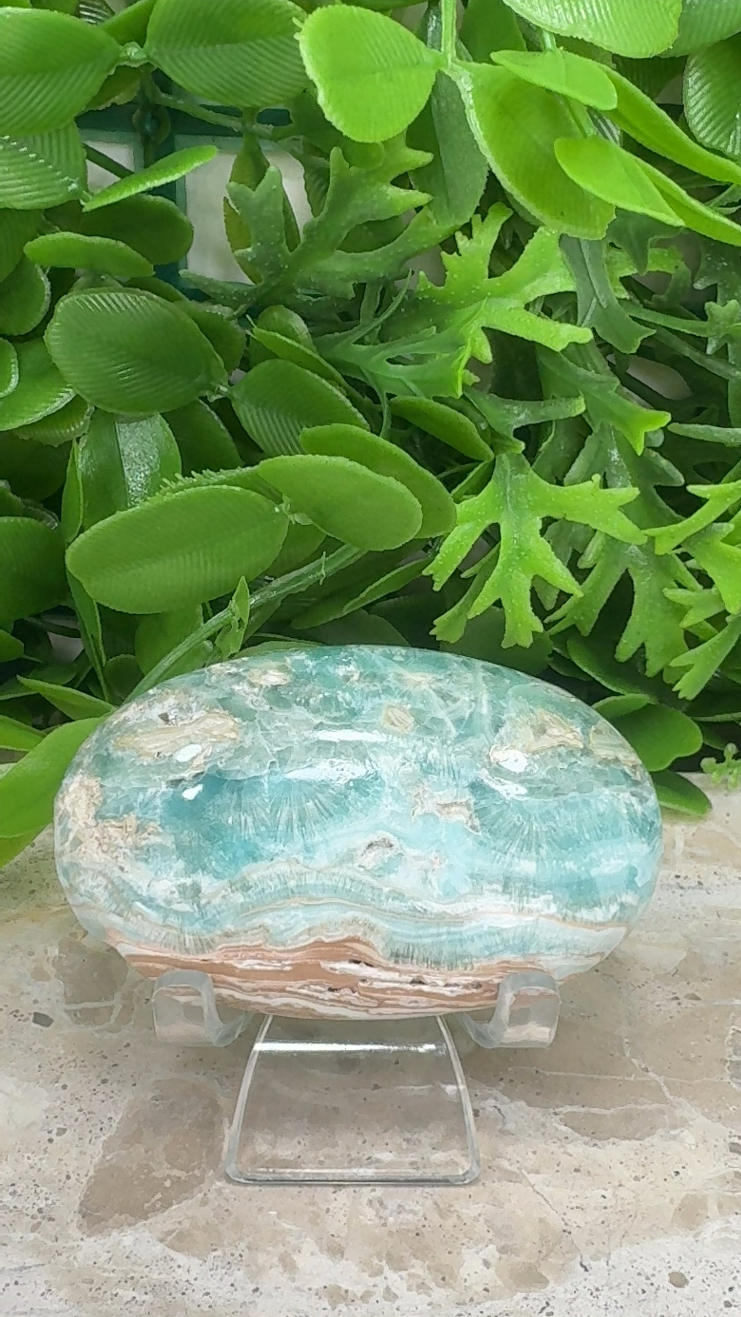 Blue Aragonite Palm Stone 126g
