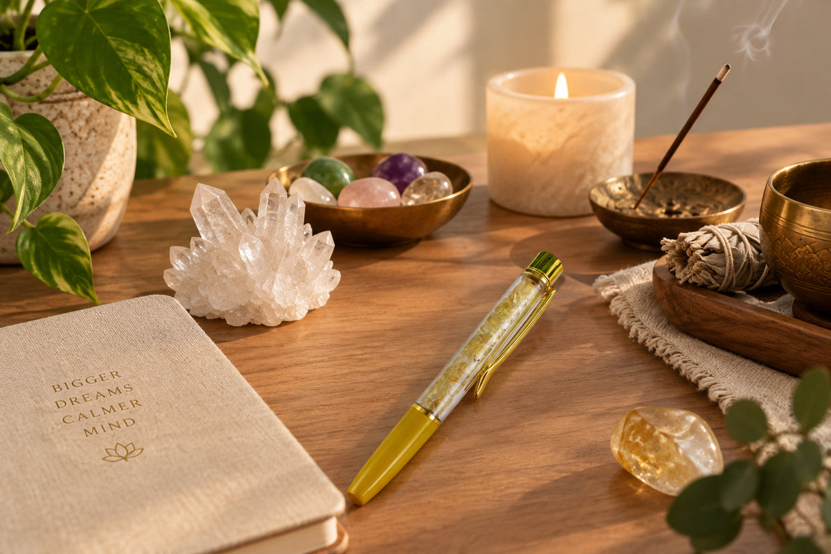 Burnt Citrine Premium Crystal Chip Pen