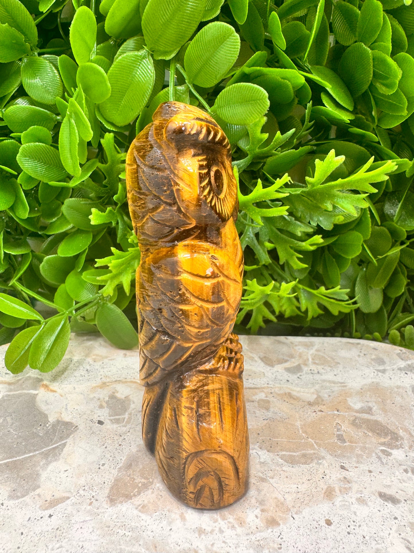Tiger Eye Owl on A log 370g