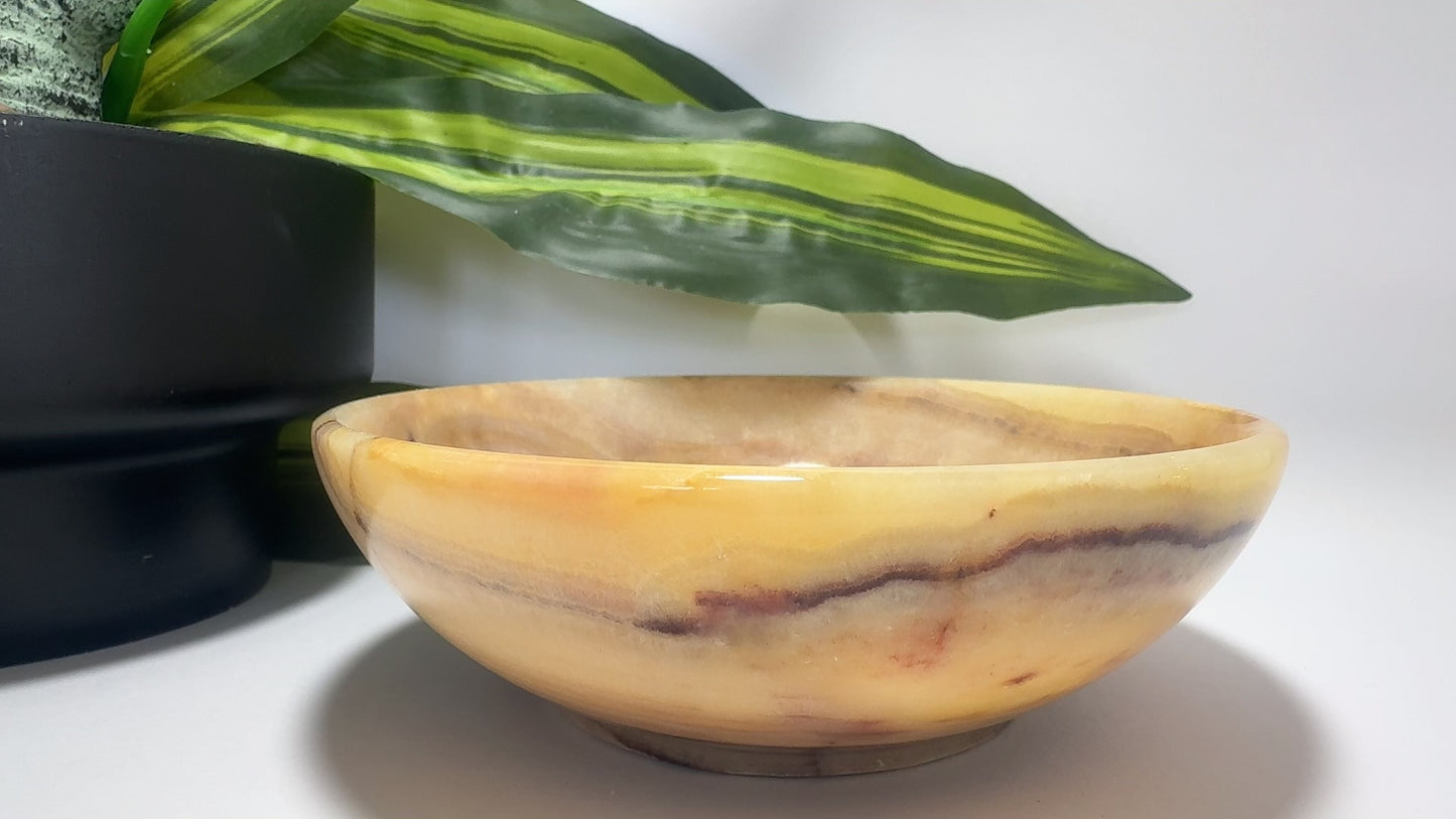 Peach Banded Calcite Bowl 464g