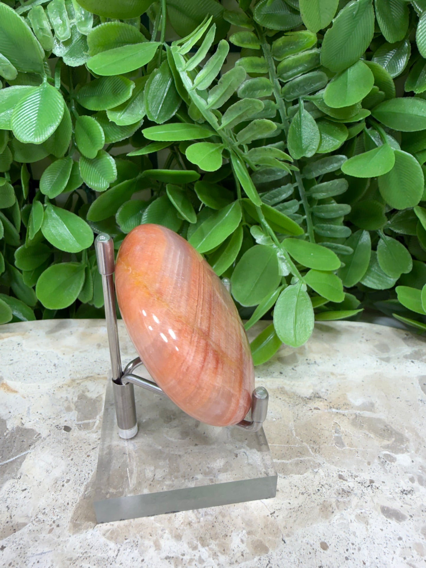 Peach Banded Calcite Palm 122g