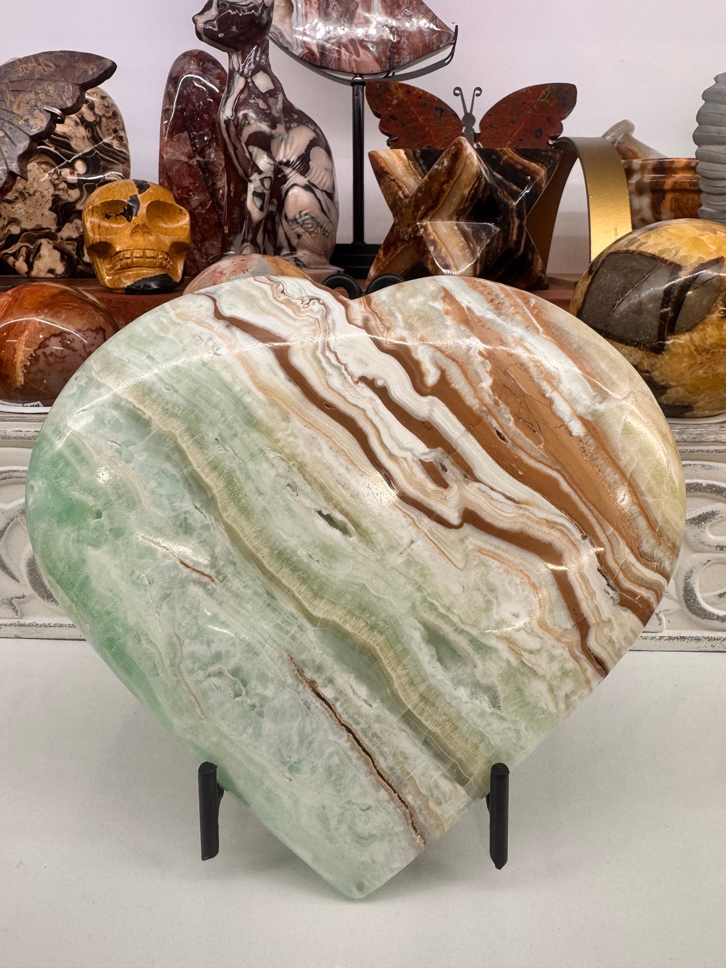 Blue Caribbean Calcite Heart 1252g