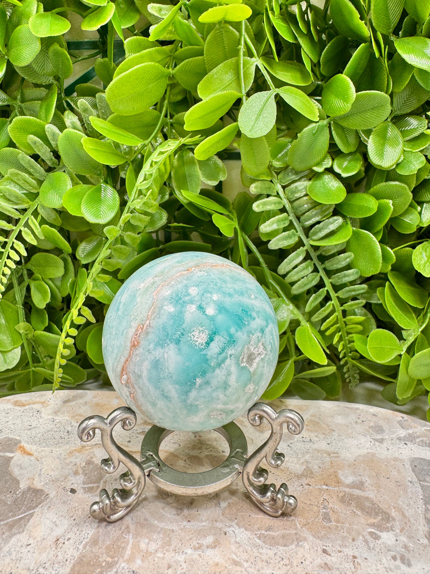 Blue Aragonite Sphere 300g