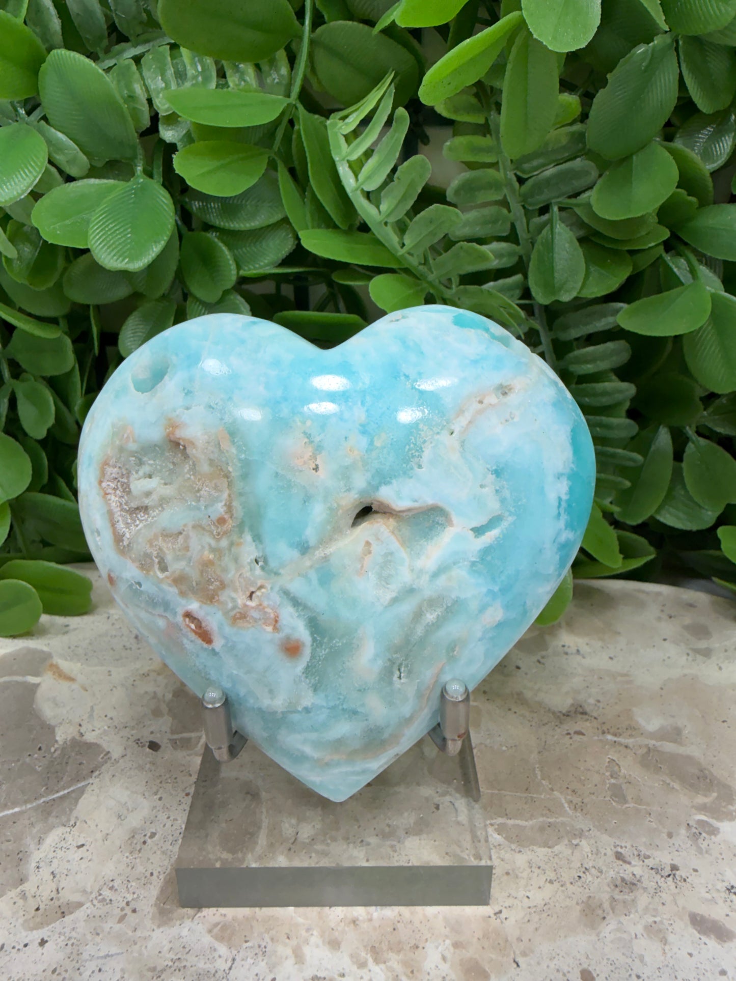Blue Aragonite Heart 216g