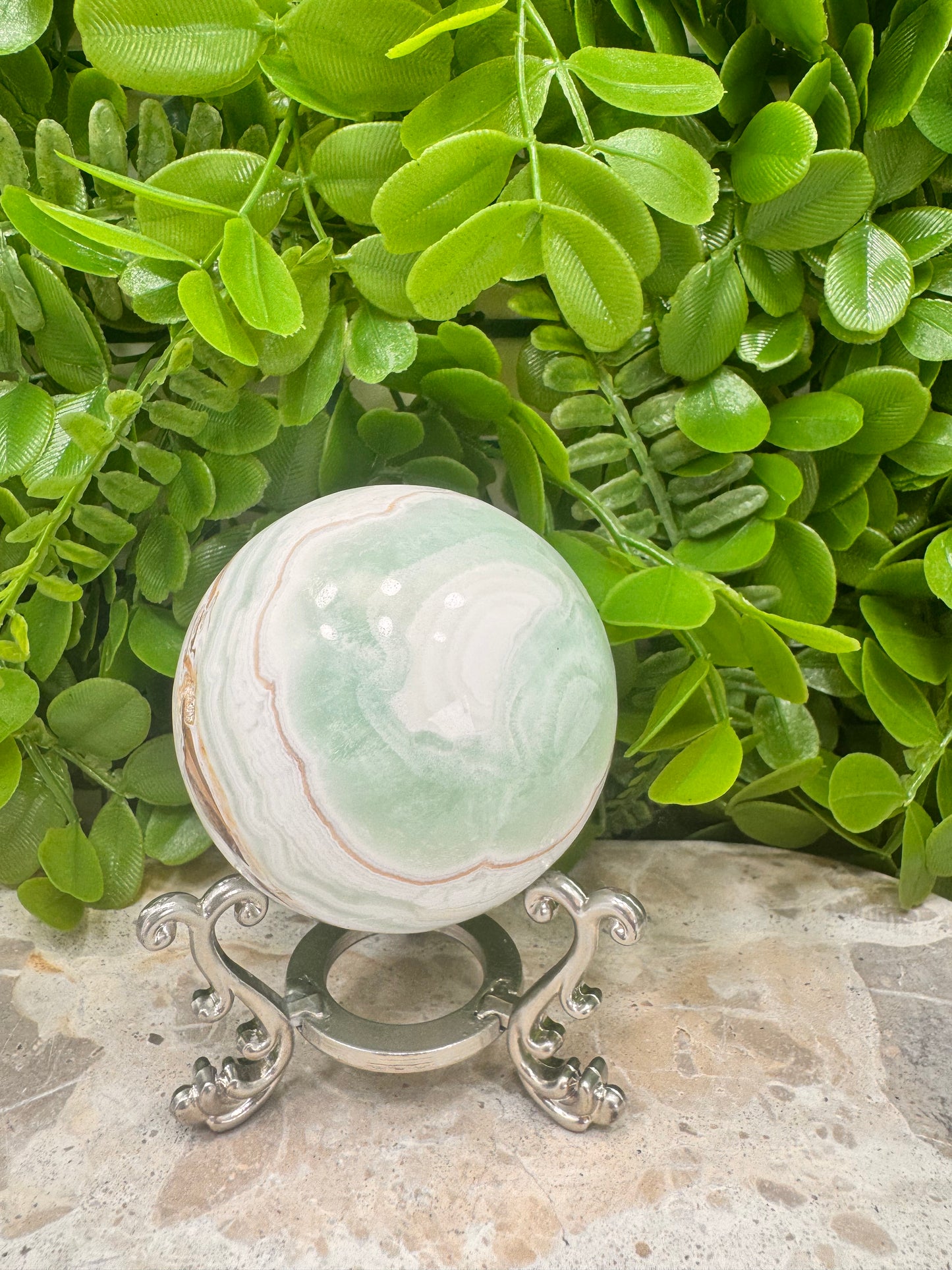 Pistachio Calcite Sphere 432g