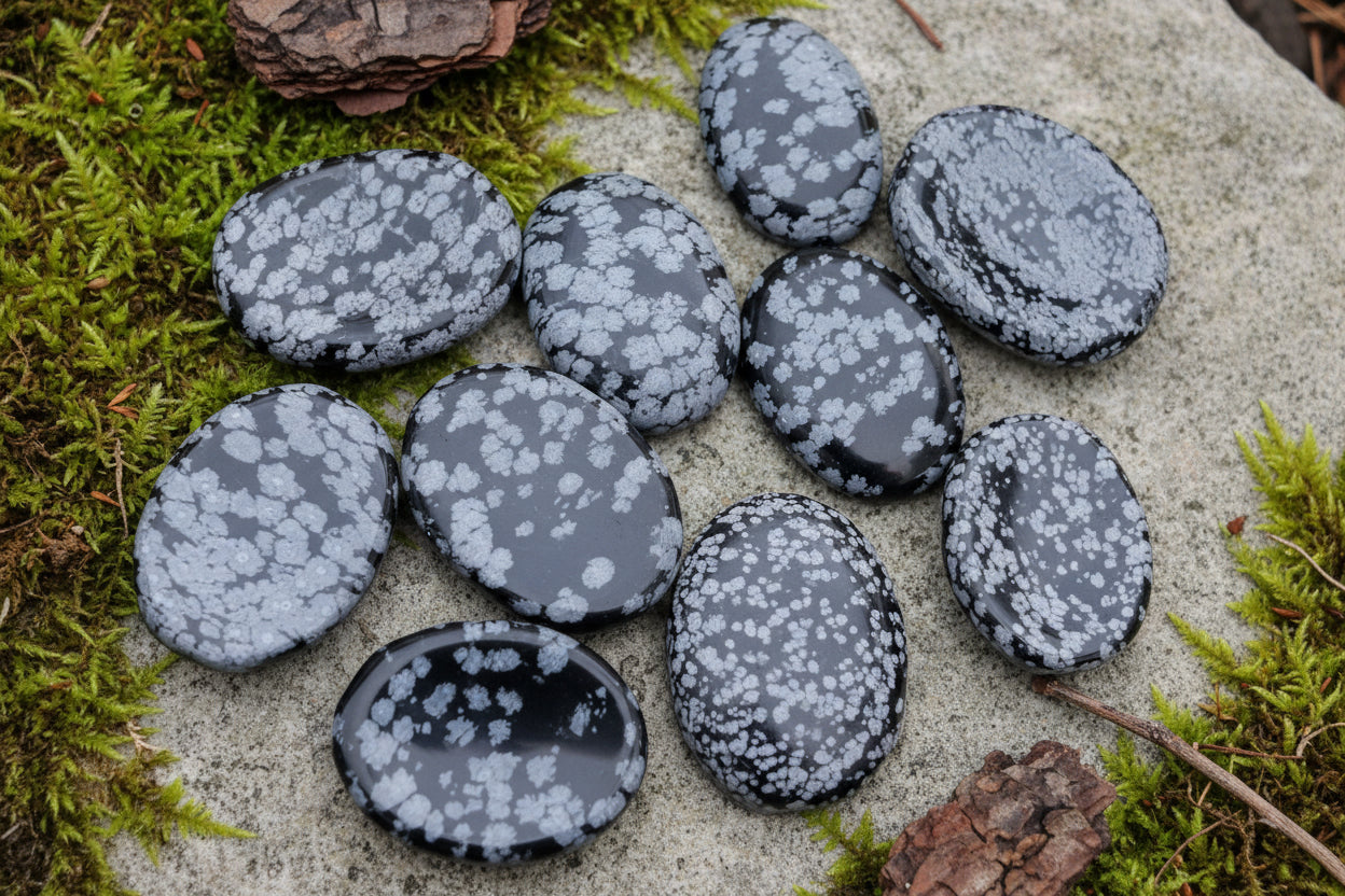 Snowflake Obsidian Worry Stone