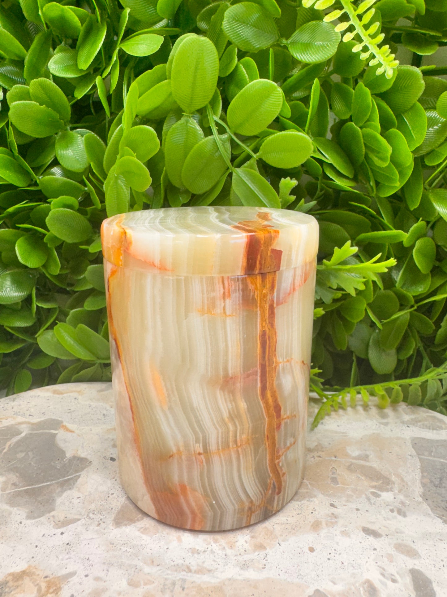 Green Banded Onyx Jar with lid 2 pce 542g