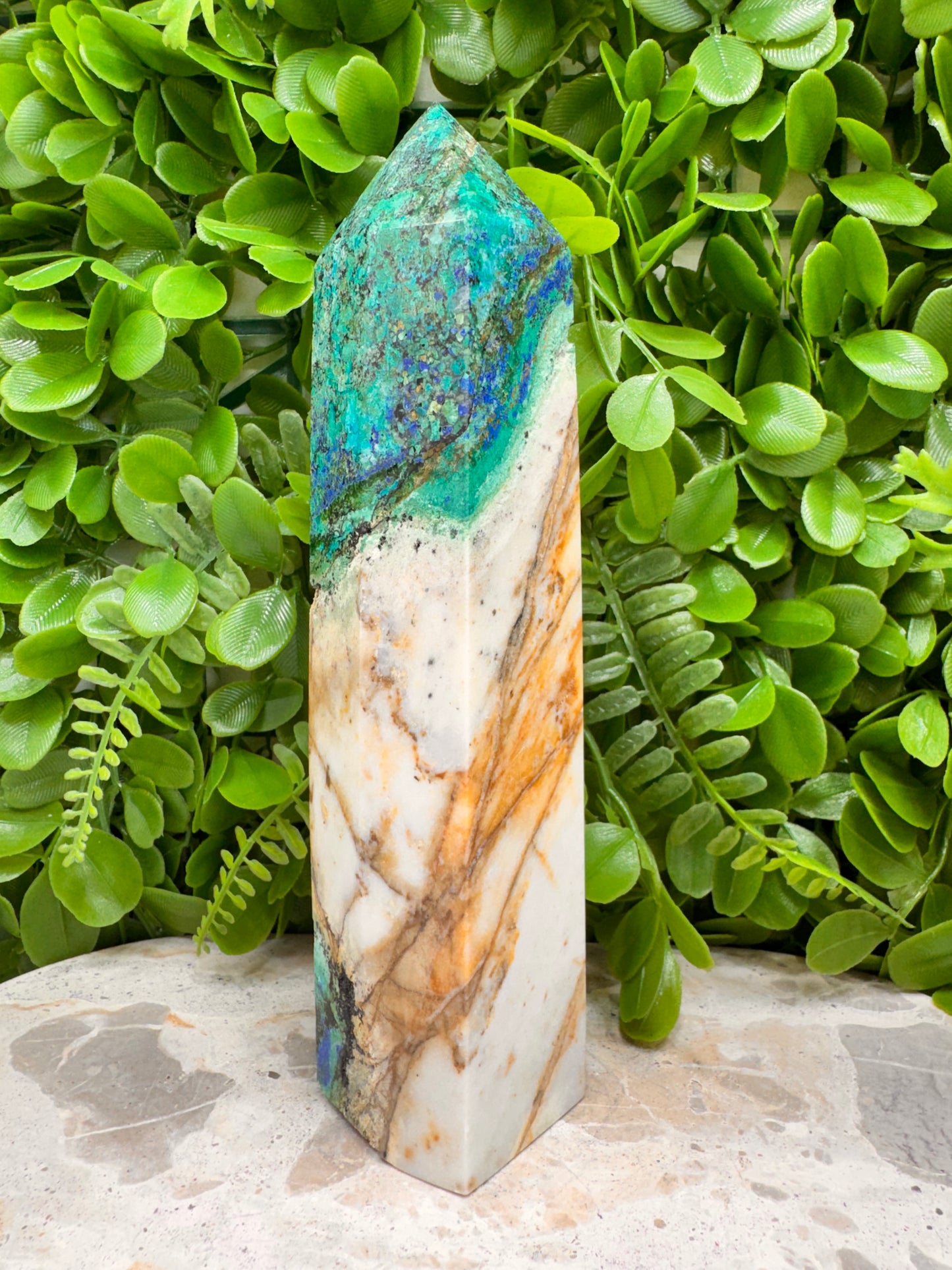 Azurite with Calcite Tower 772g