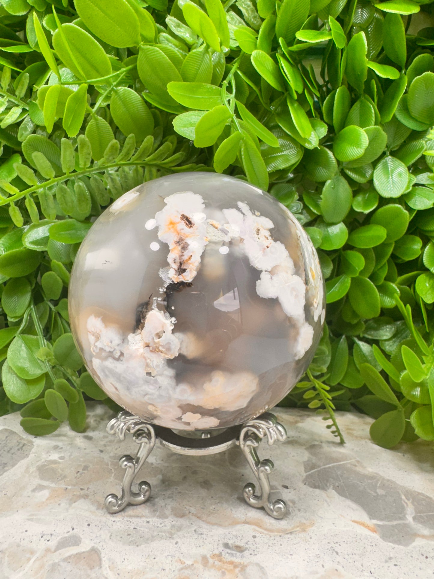 Flower Agate Sphere 1314g