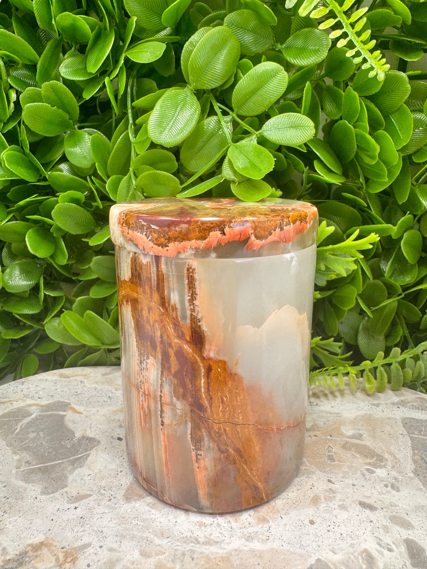 Green Banded Onyx Jar with lid 2 pce 550g