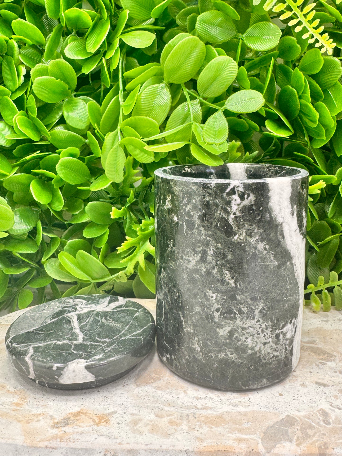 Black Zebra Jasper Jar with lid 2 pce 598g