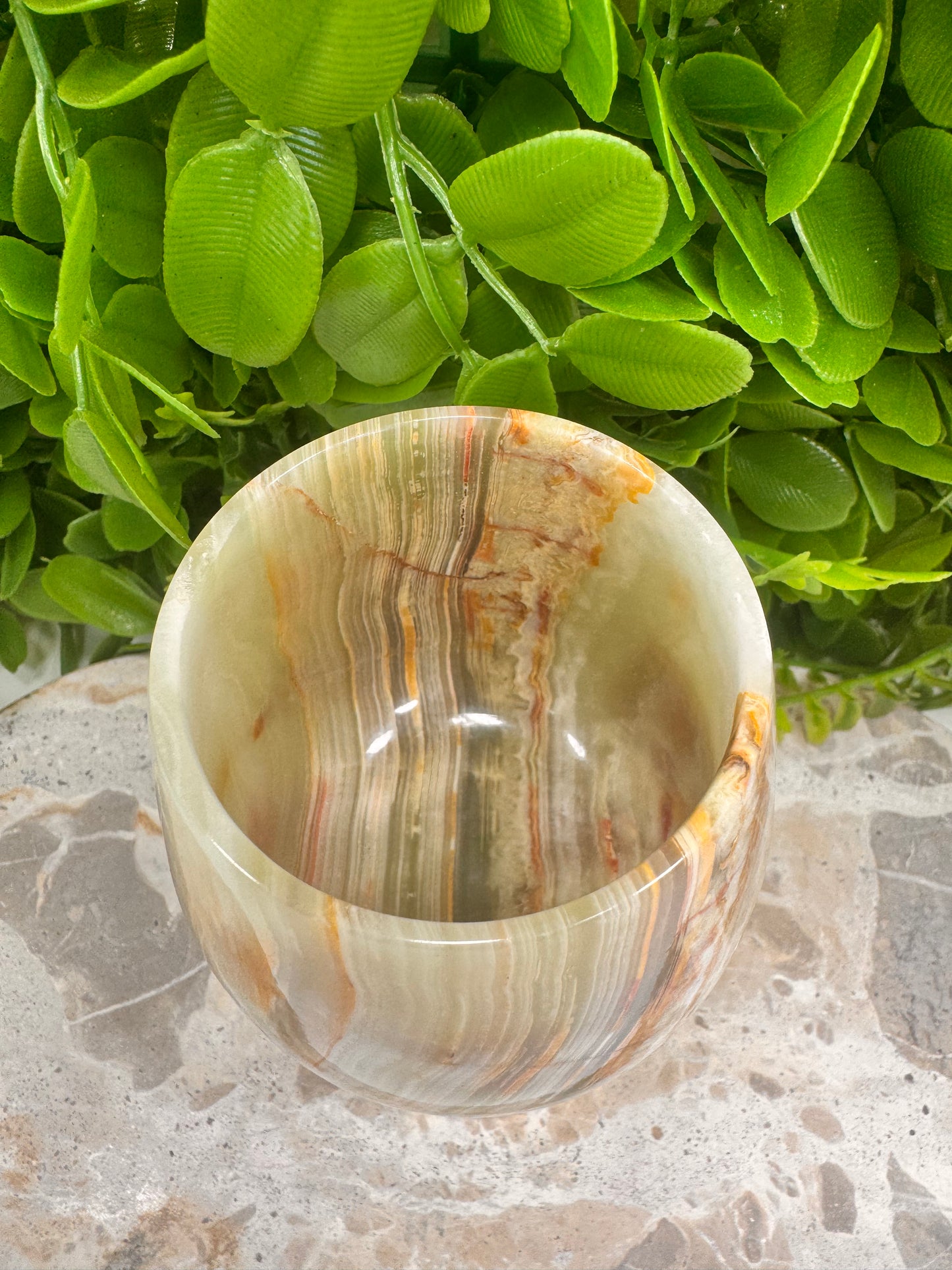 Green banded Onyx Wine Goblet 440g