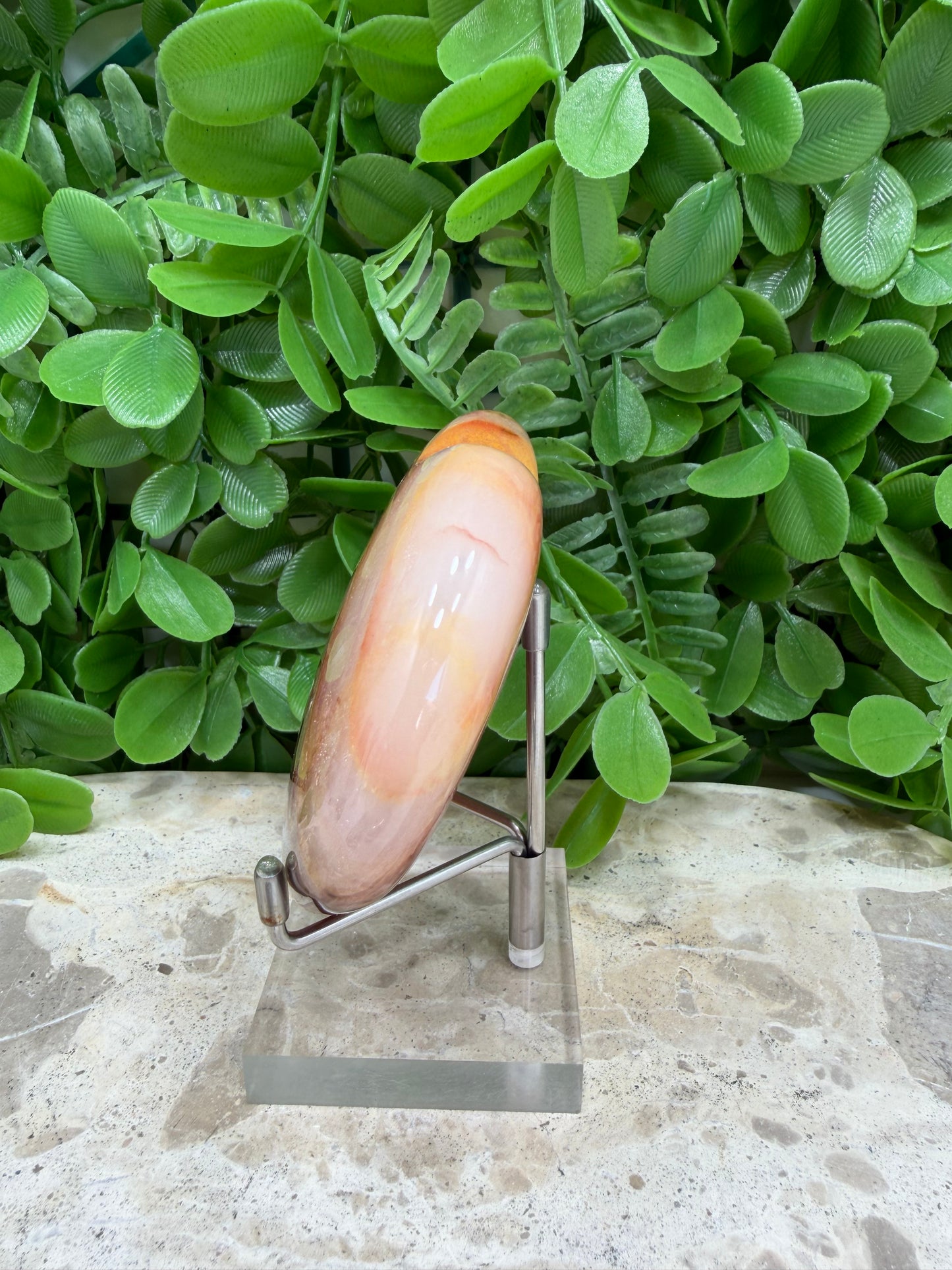Peach Banded Calcite Heart 260g