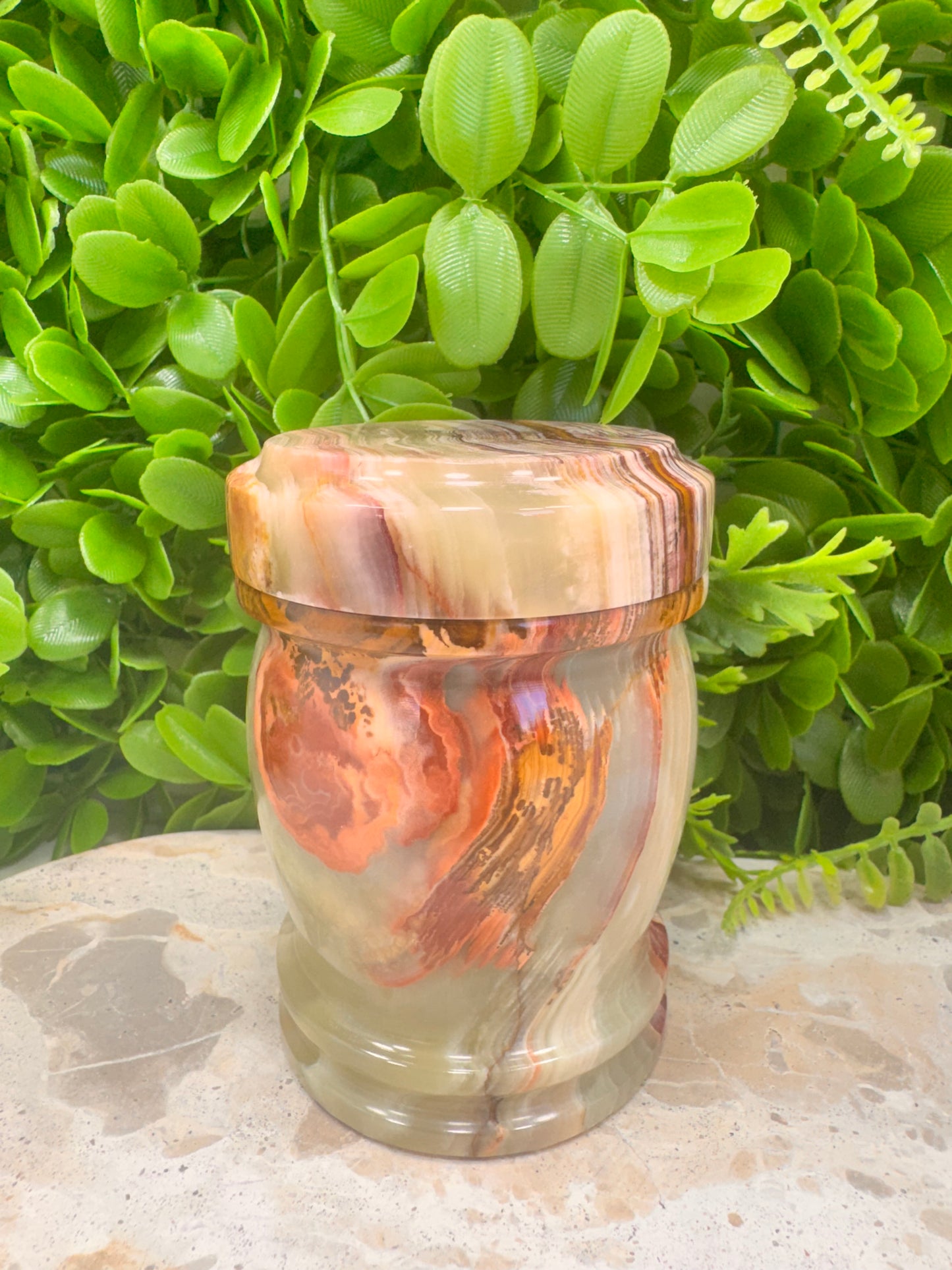 Green Banded Onyx Jar with lid 2 pce 570g